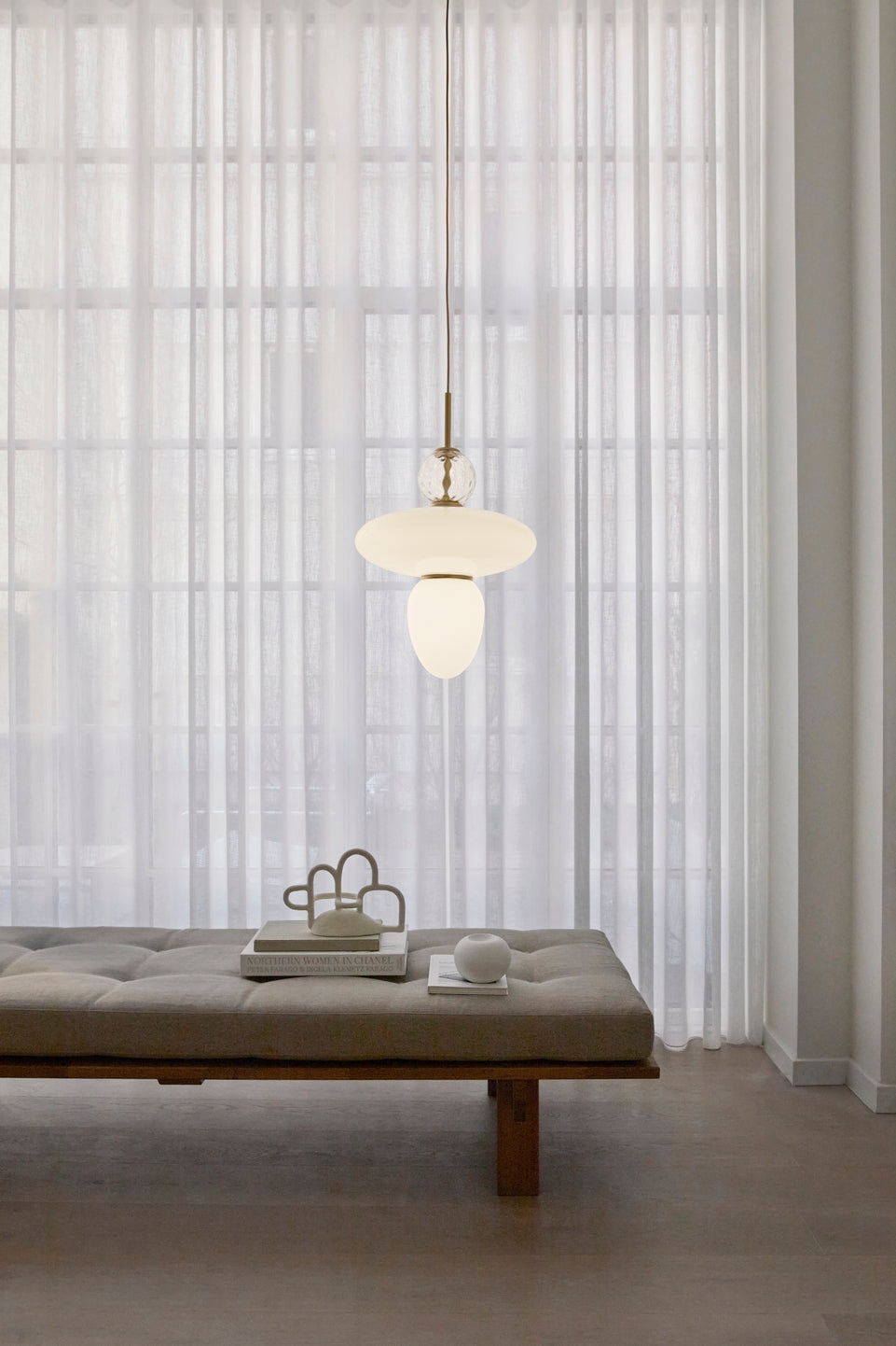 RIZZATTO 43 Brass Pendant Lamp with Opal Glass