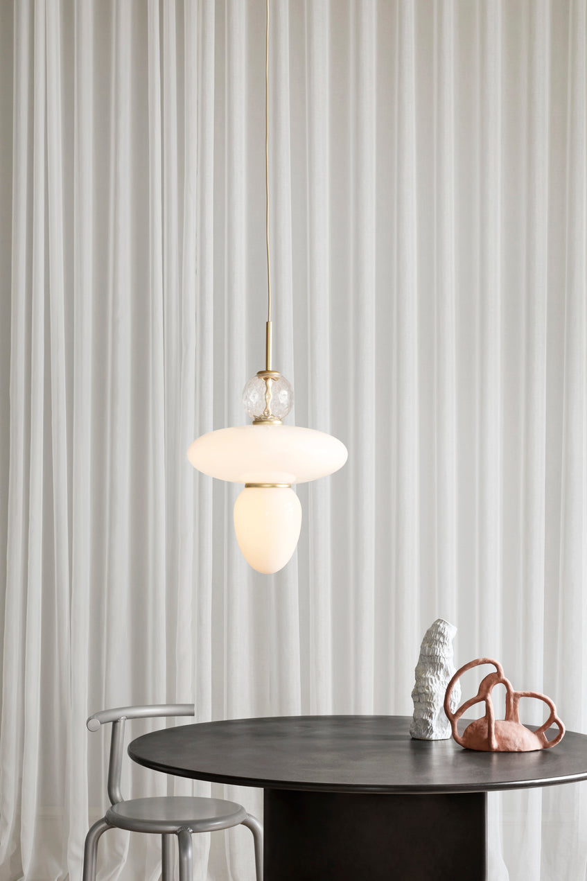 RIZZATTO 43 Brass Pendant Lamp with Opal Glass