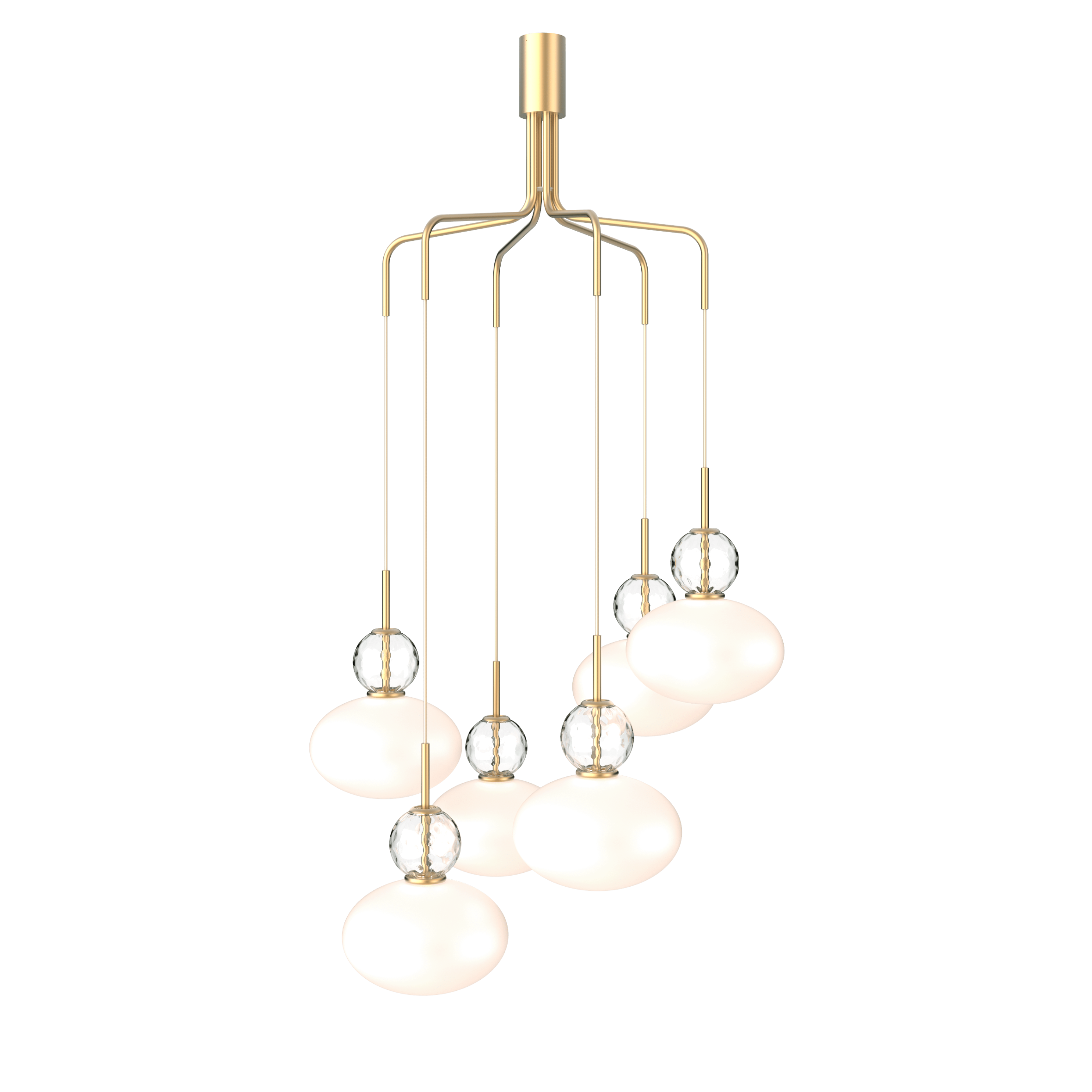 RIZZATTO 6 Pendant Lamp in Brass with Opal Glass