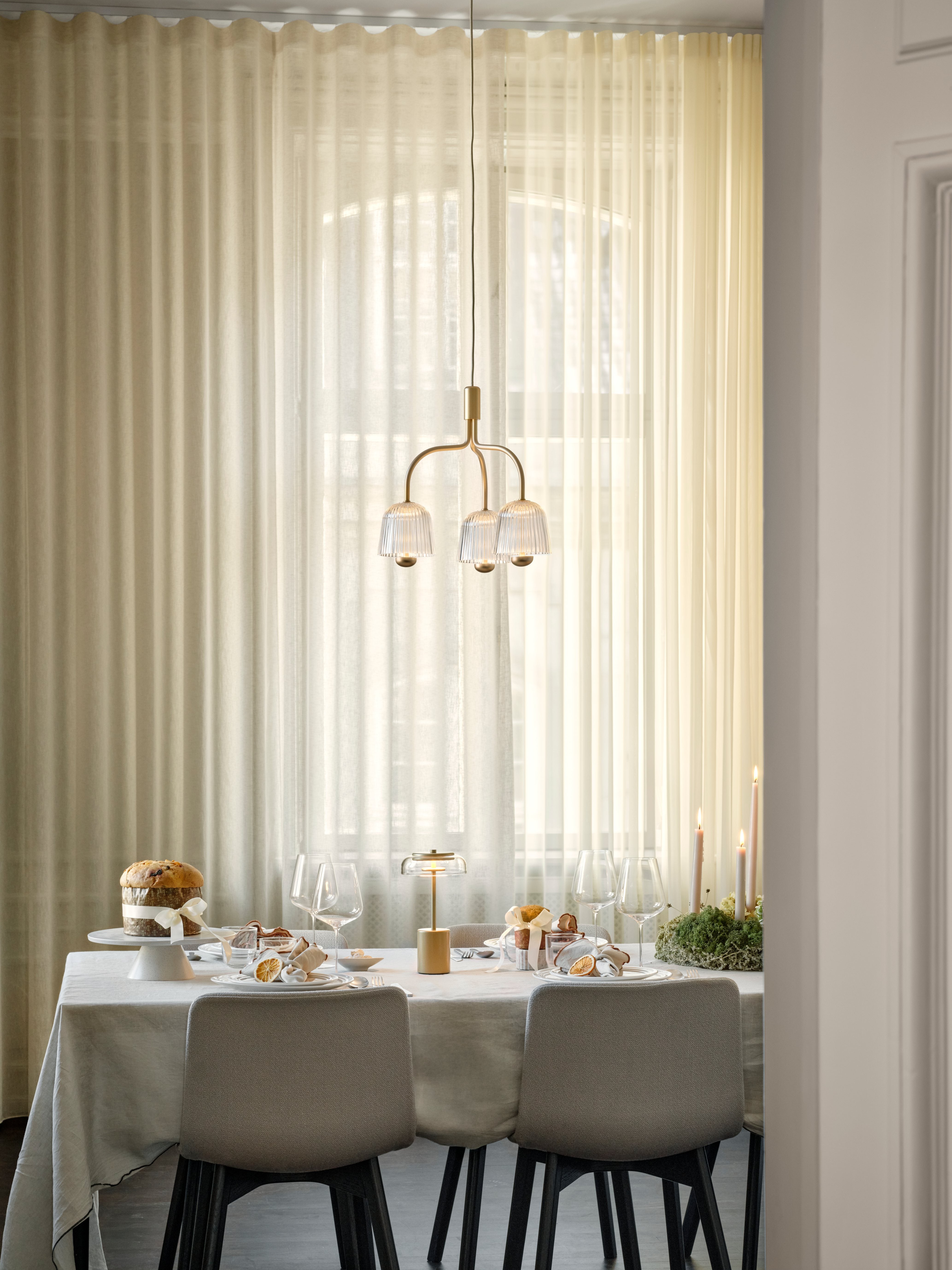 Portable Lamp BLOSSI Gold with Transparent Glass