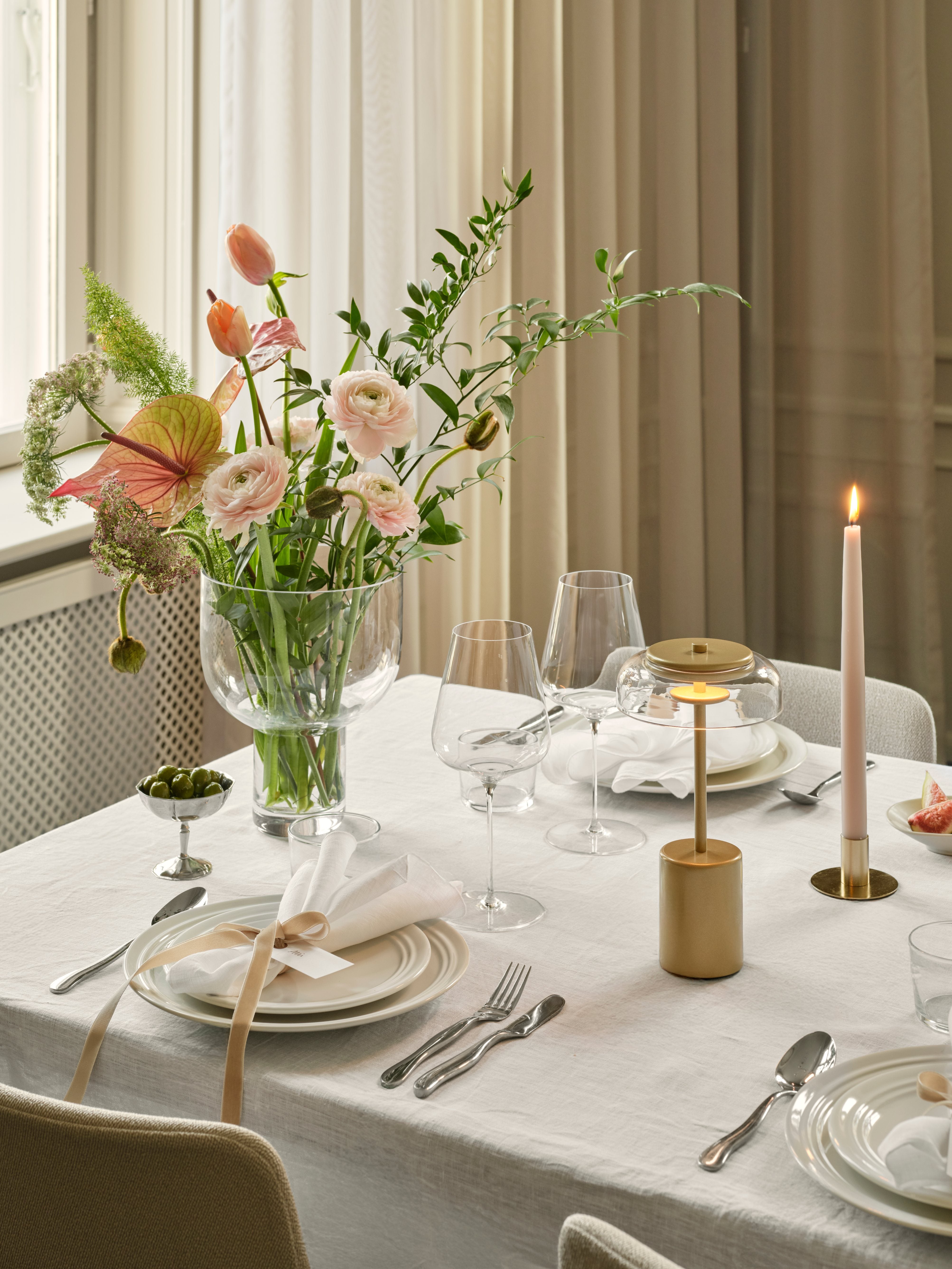 Portable Lamp BLOSSI Gold with Transparent Glass