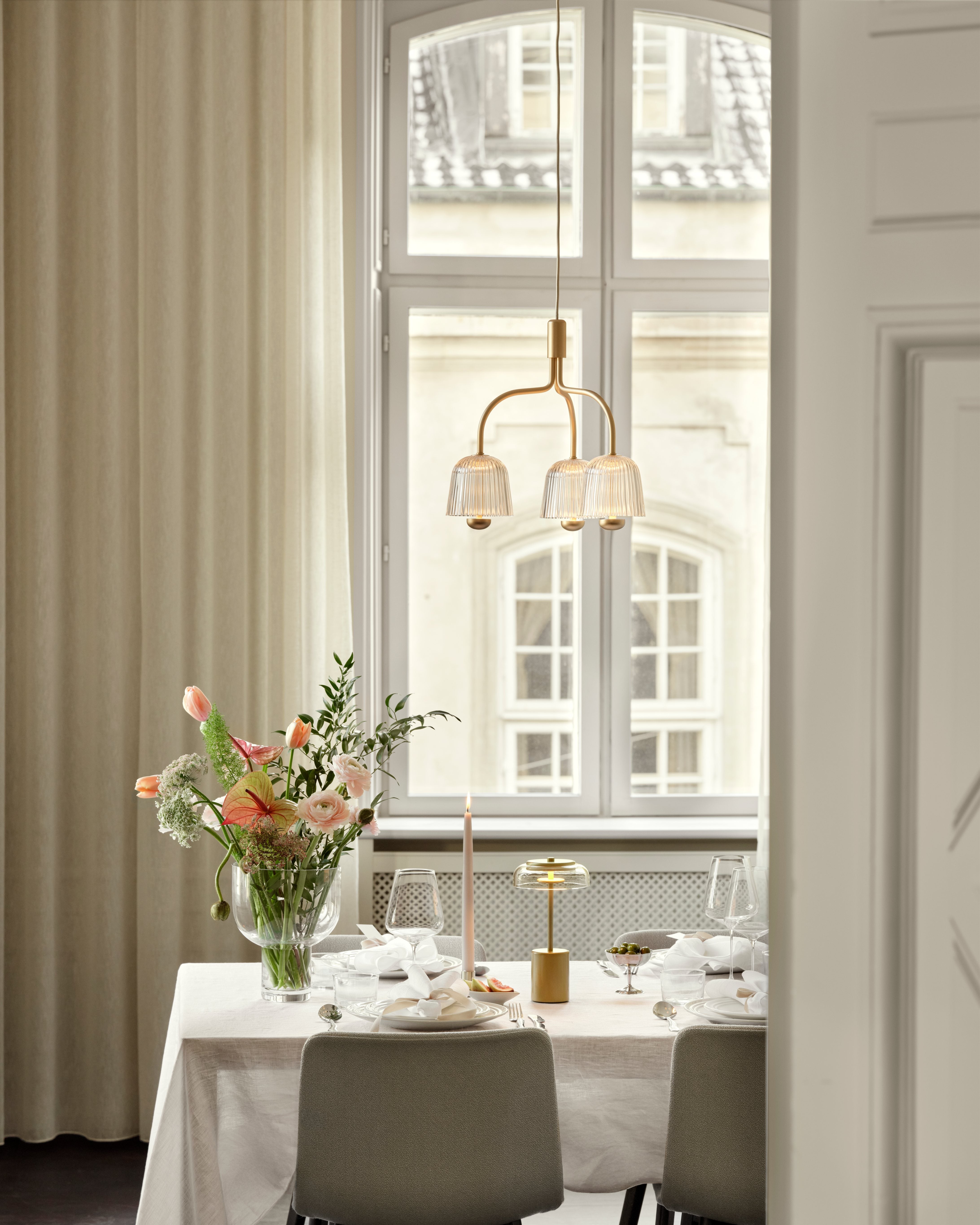 Portable Lamp BLOSSI Gold with Transparent Glass