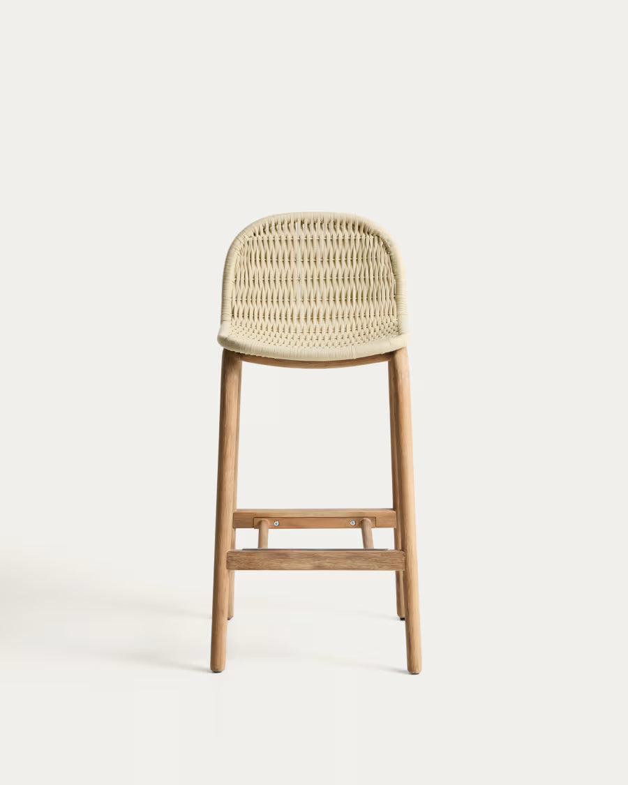 ALIPA Outdoor Bar Chair Beige with Acacia Wood