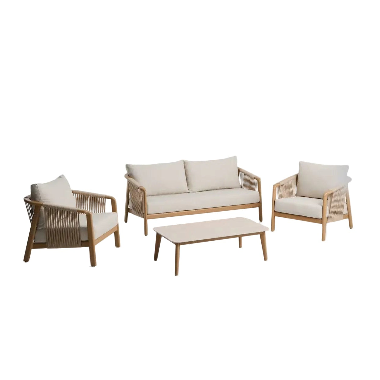 SIRTE Ecru Garden Set with Aluminum Base Imitating Wood
