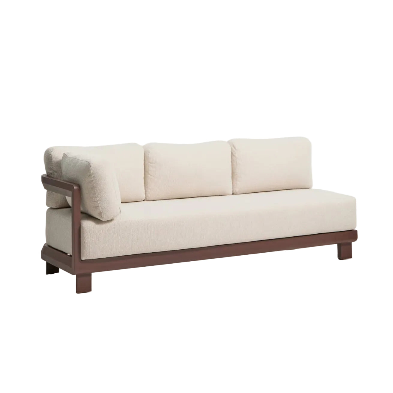 Gartenbank 3-sitzig NERANO hellbeige mit braunem Gestell