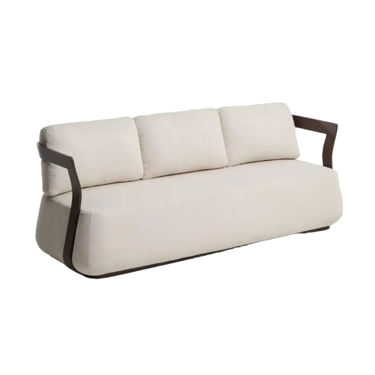 TAMARIS ecru 3-seater garden sofa with brown base