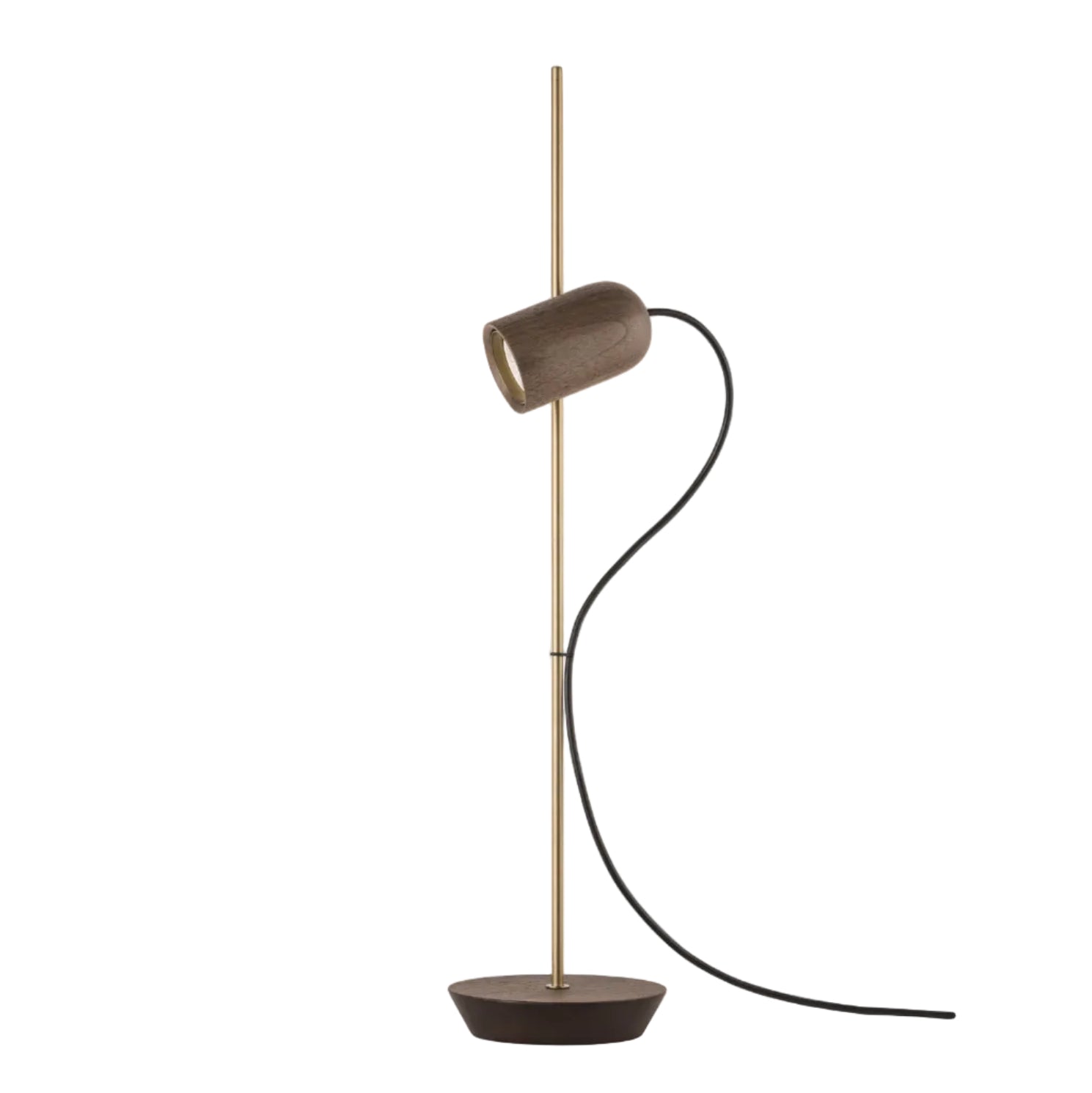 Tischlampe ONFA Nussbaum mit messingfarbener Oberfläche