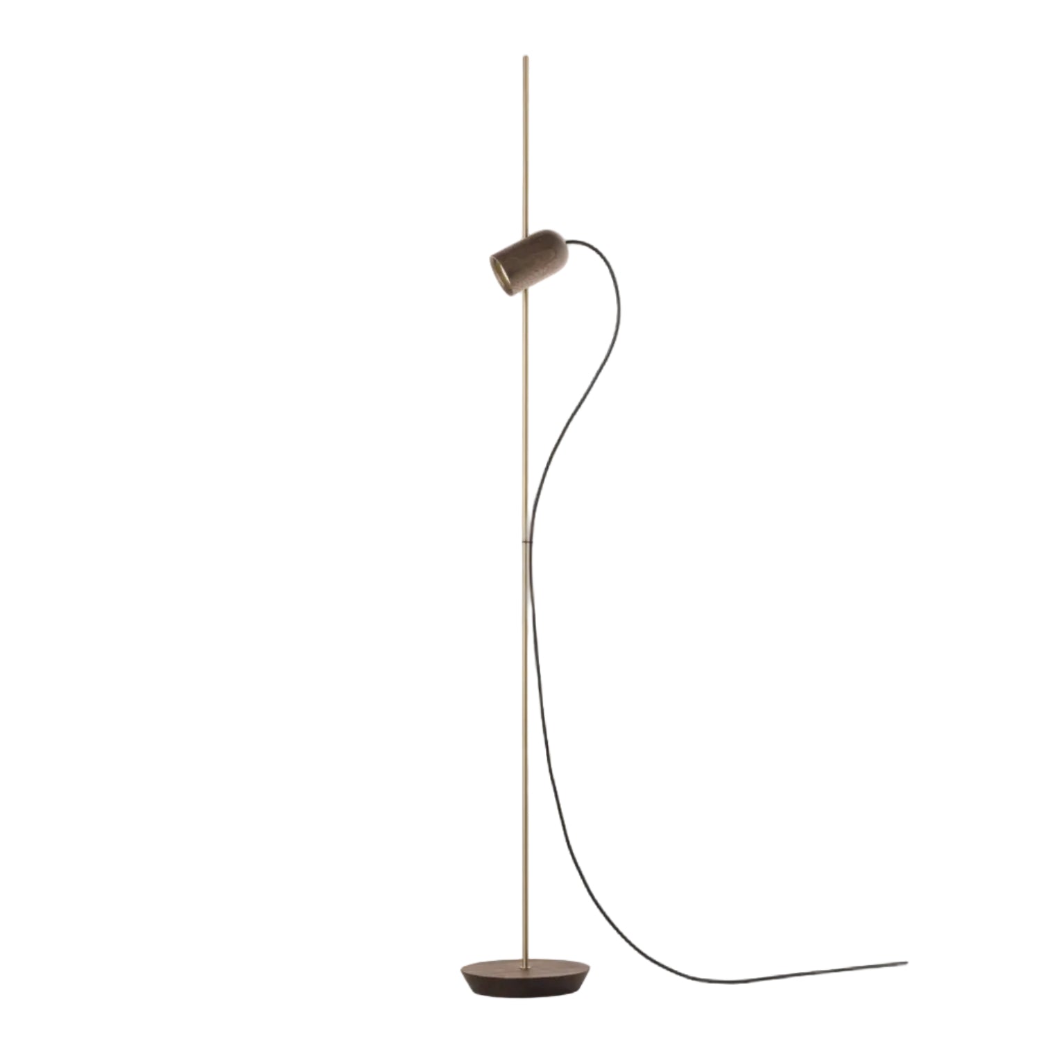 Stehlampe ONFA Nussbaum mit messingfarbener Oberfläche