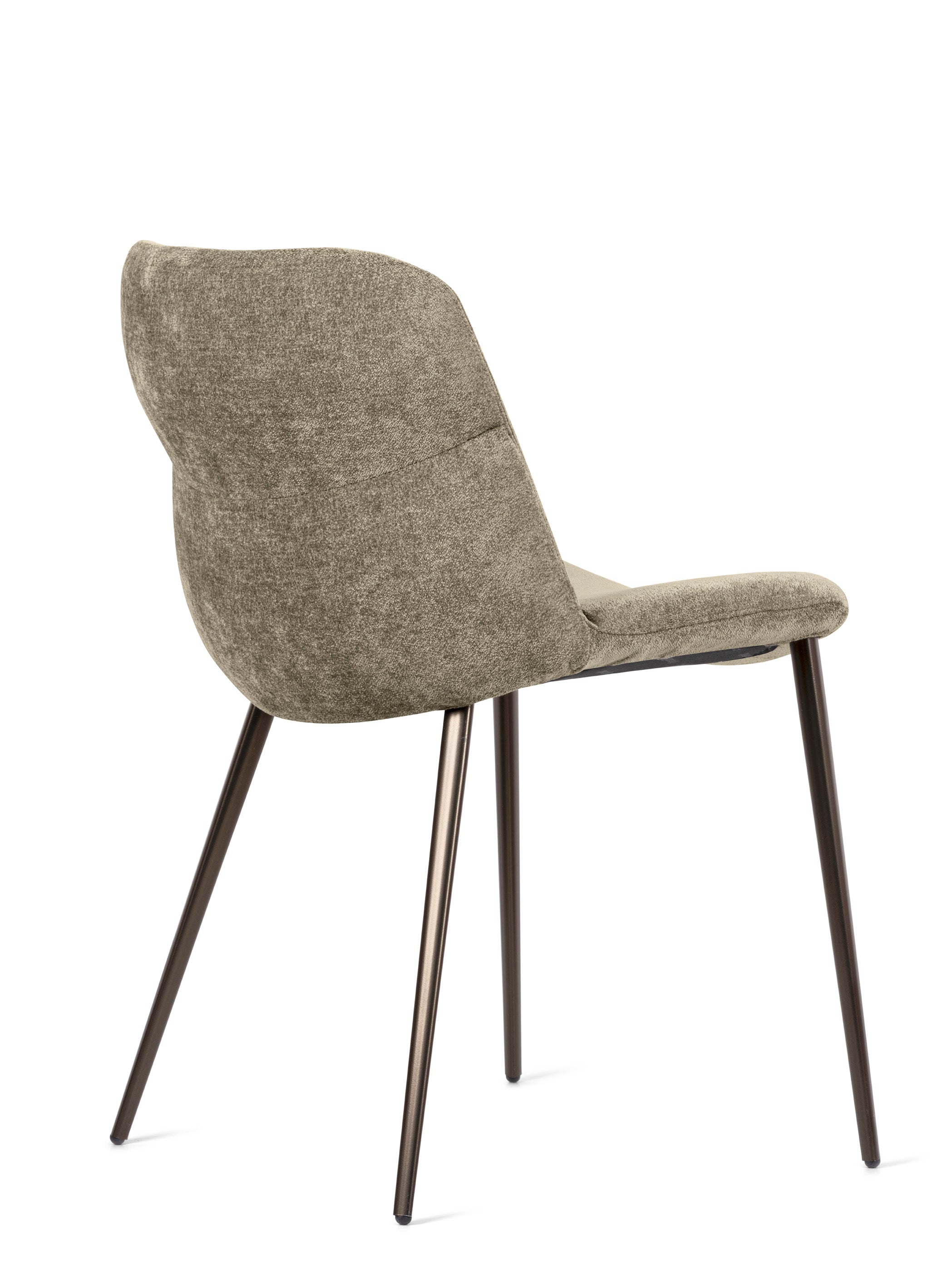 Upholstered ONDA chair with a brown base