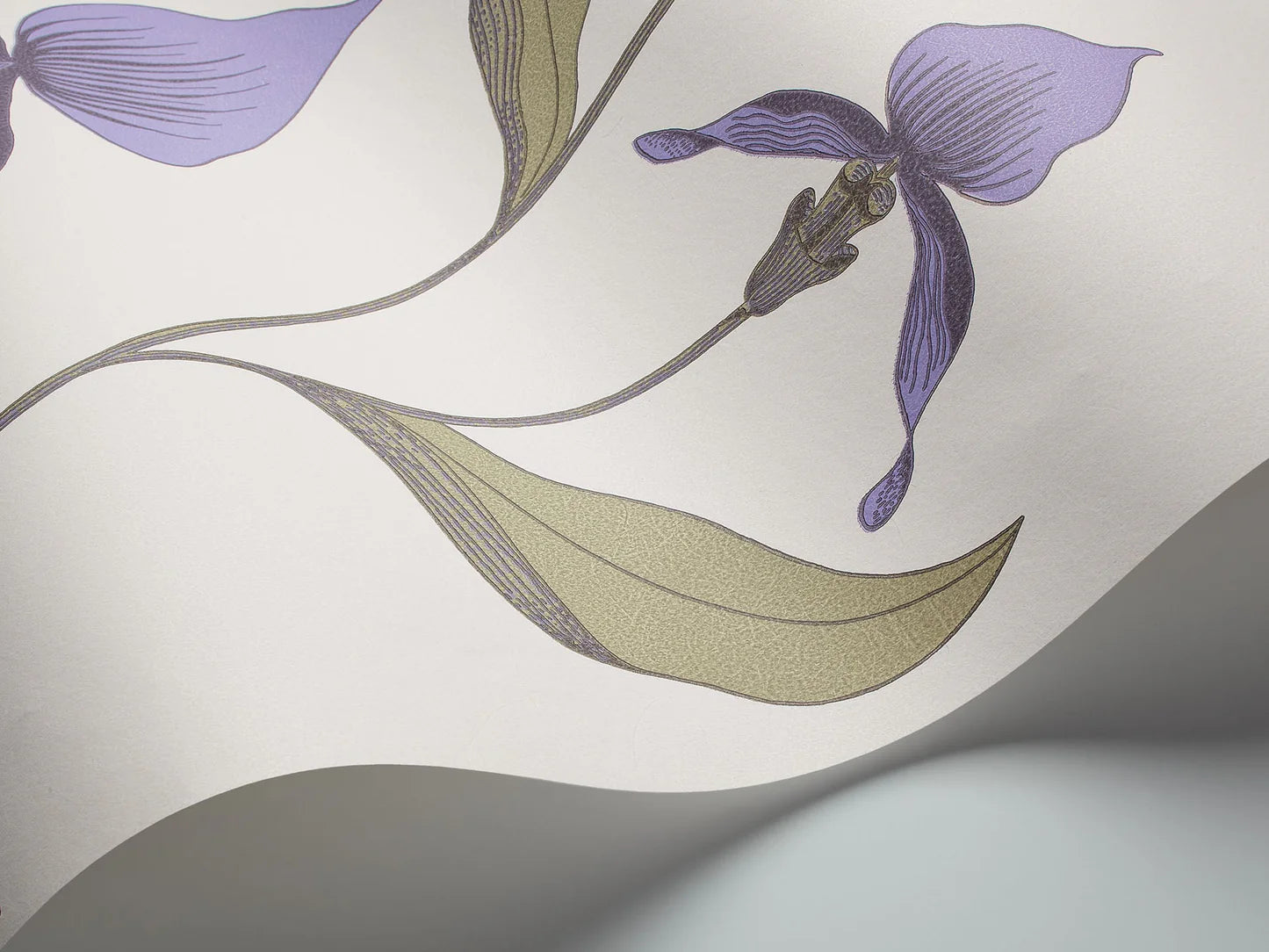 Tapete mit Pflanzenmotiv von Orchideen CONTEMPORARY COLLECTION - ORCHIDEA olivgrün mit lila