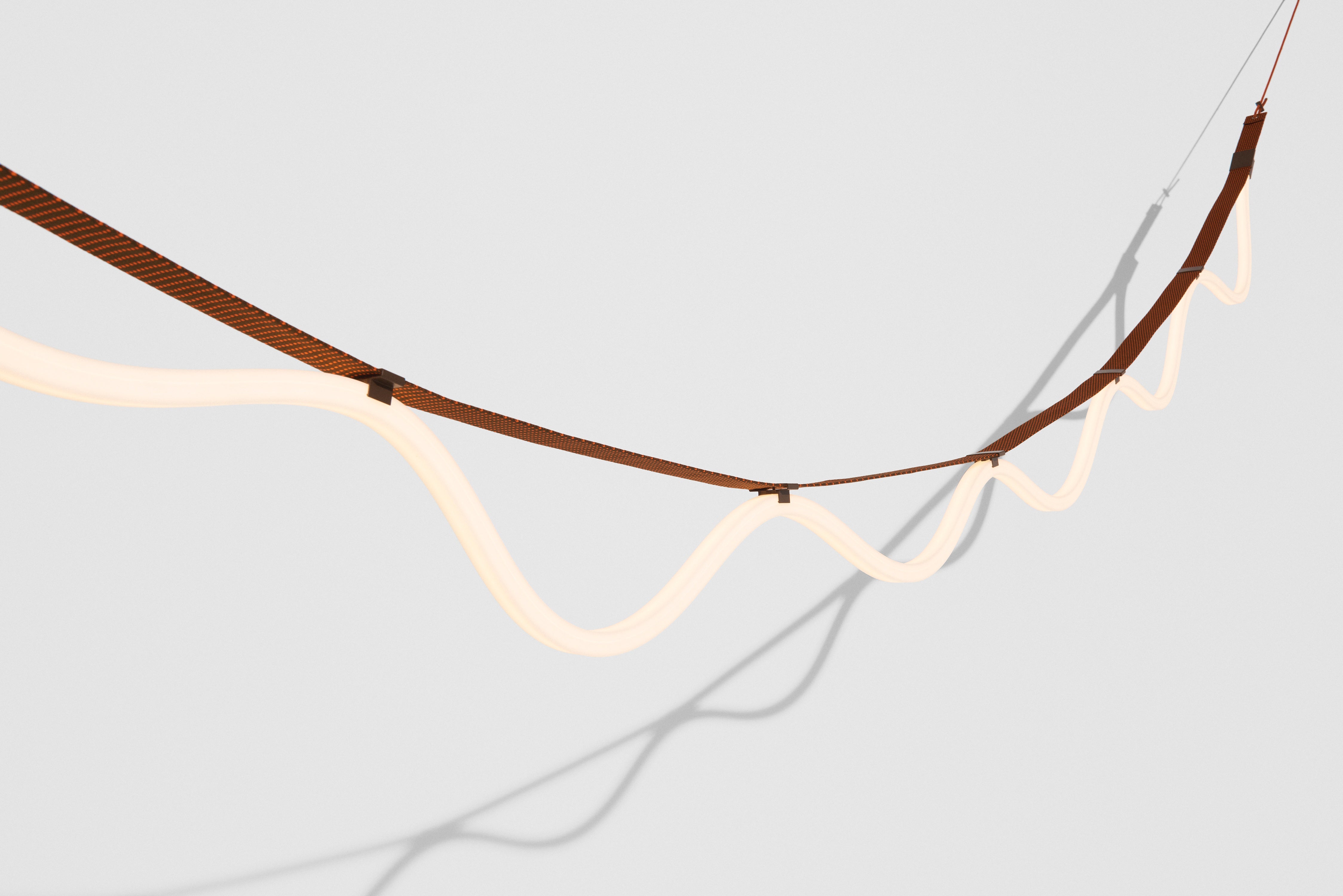 Hängelampe SPLINE in Braun mit Orange