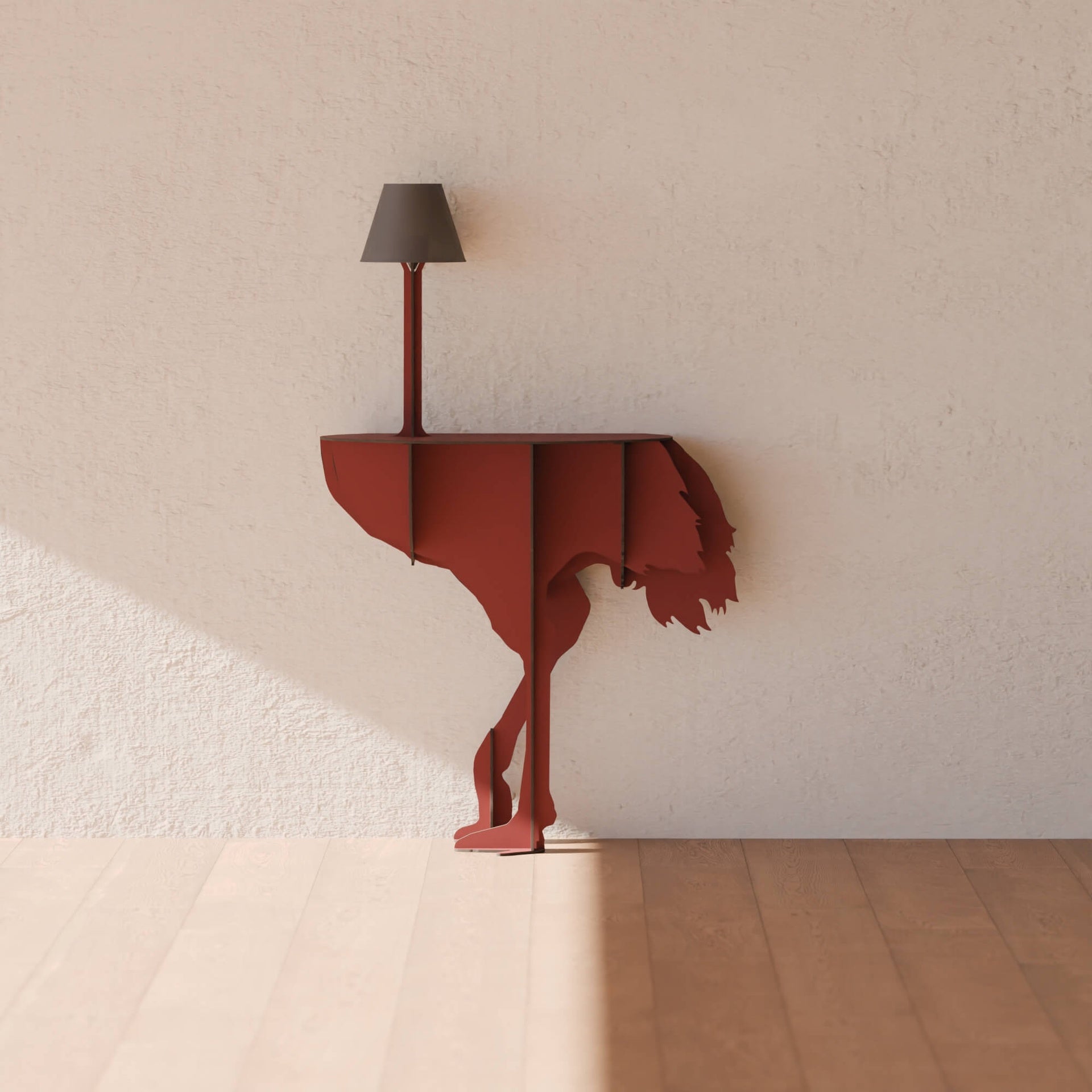Konsole mit Lampe DIVA LUCIA in Bordeauxrot