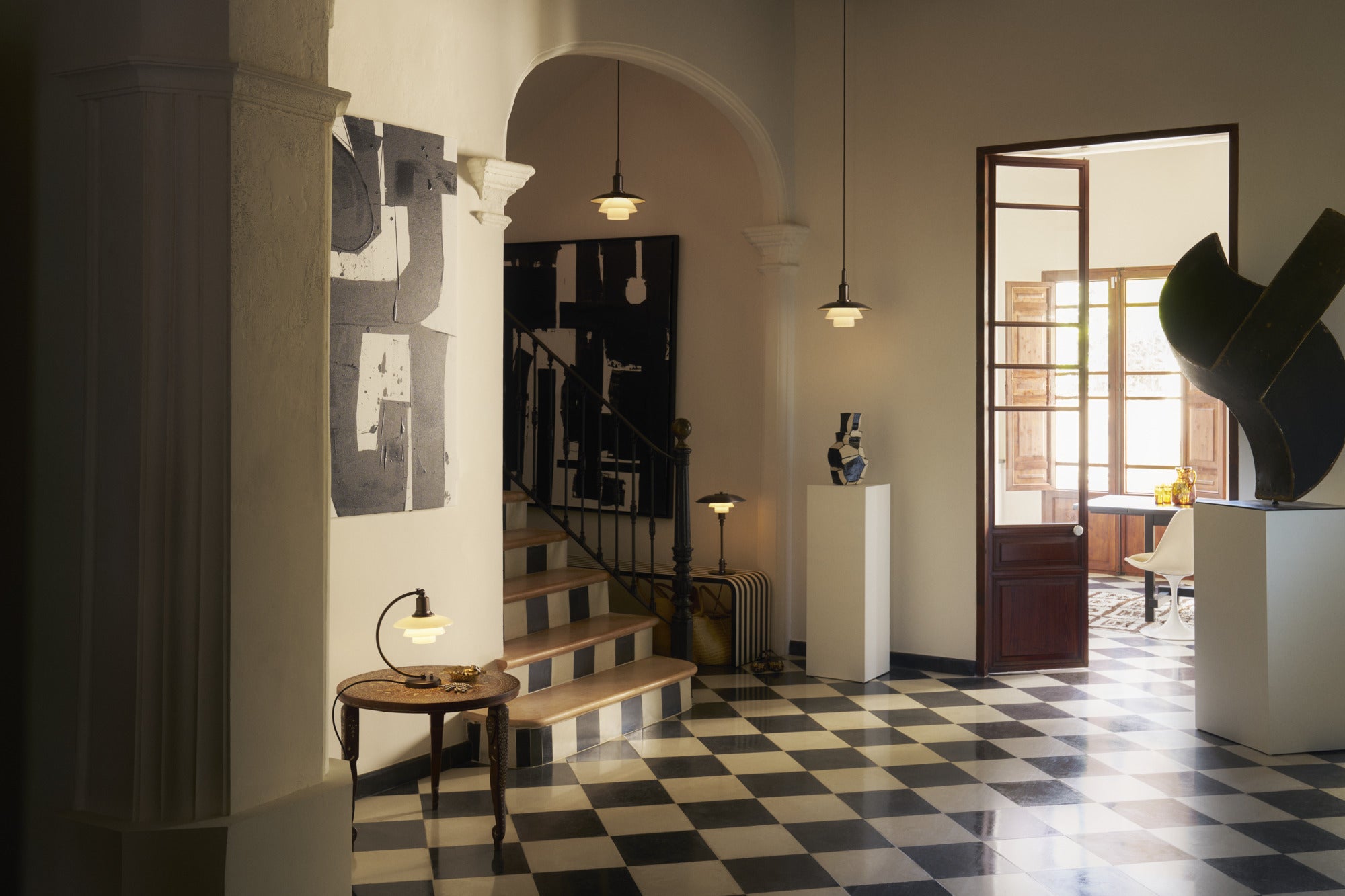 PH 3/3 pendant lamp white with black matte finish