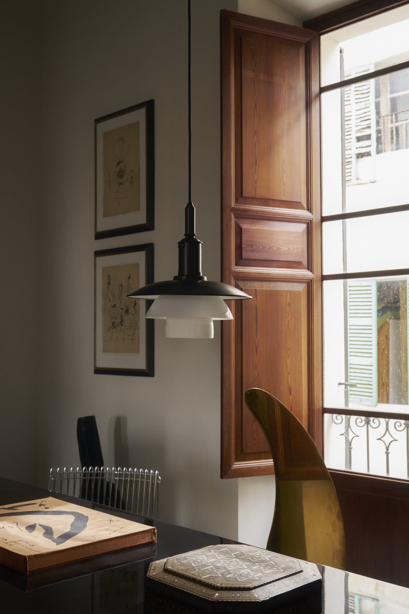 PH 3/3 pendant lamp white with black matte finish