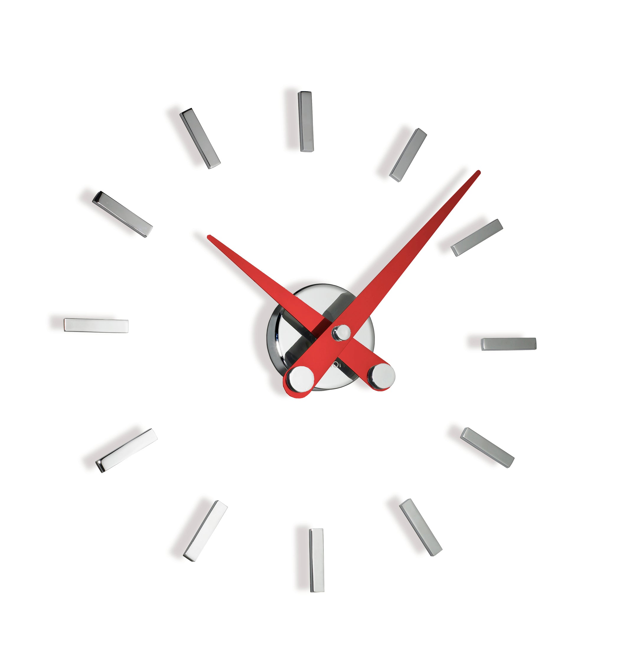 Wanduhr PUNTOS SUSPENSIVOS verchromt mit rotem Finish