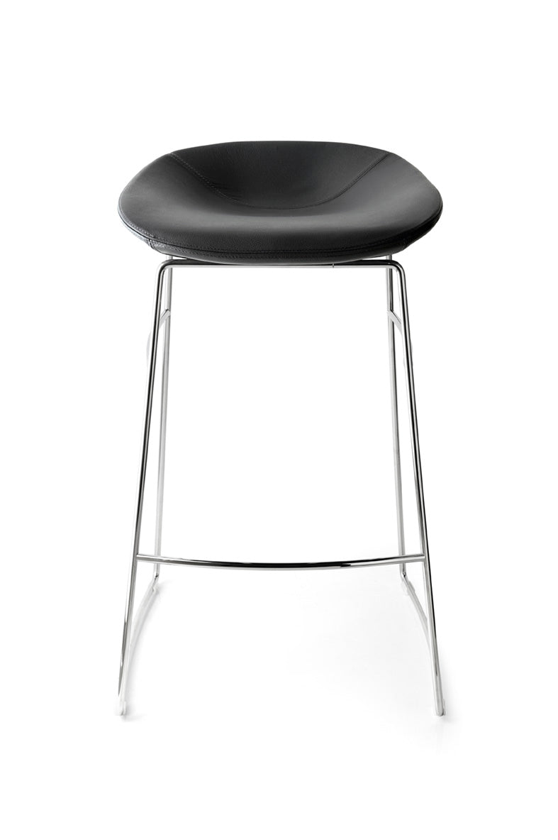 Upholstered bar stool PALM with a chrome base