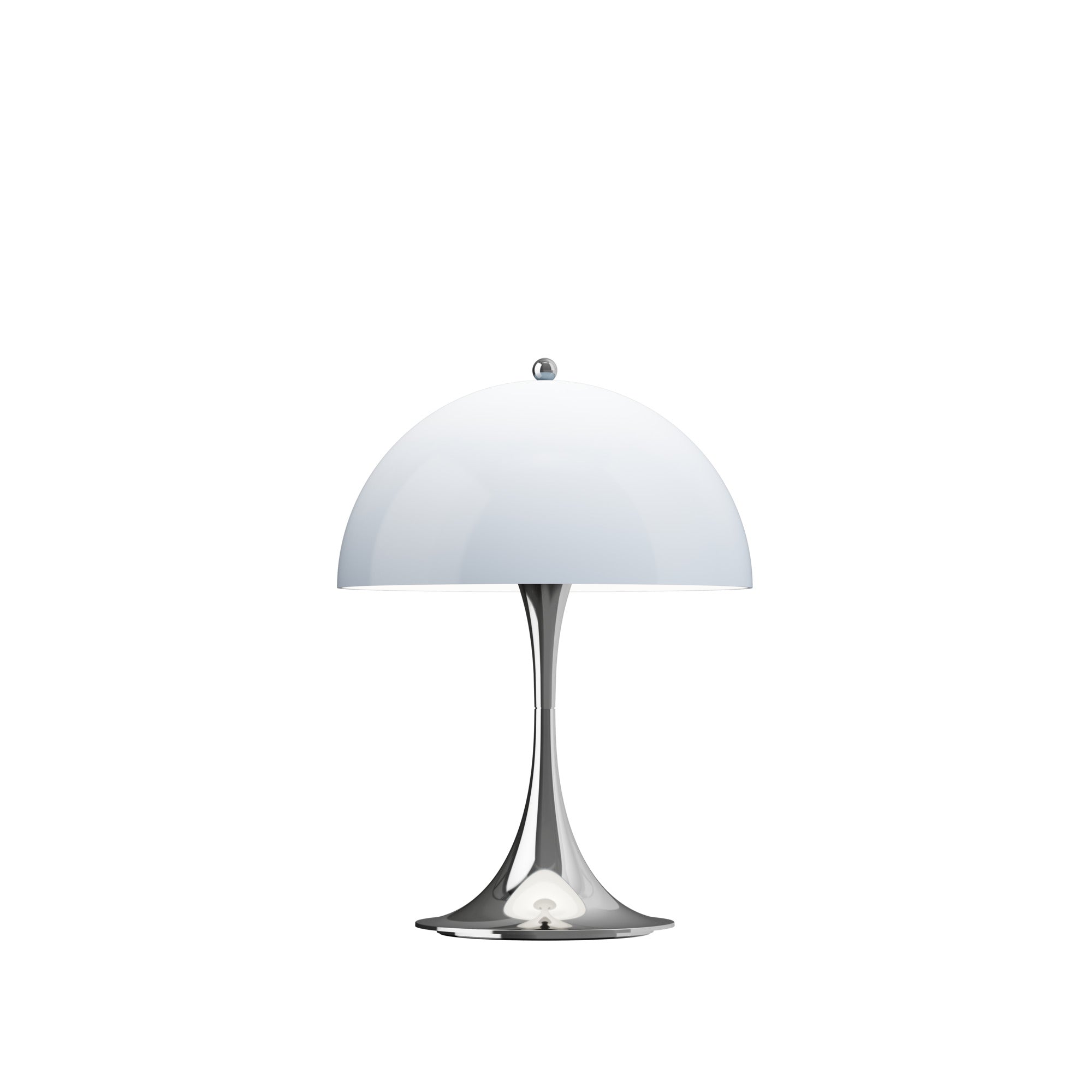 Tragbare Lampe PANTHELLA 250 grau-blau opal mit verchromtem Fuß