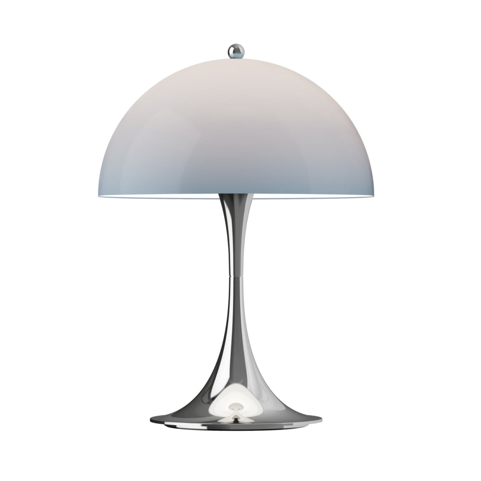 Tragbare Lampe PANTHELLA 250 grau-blau opal mit verchromtem Fuß
