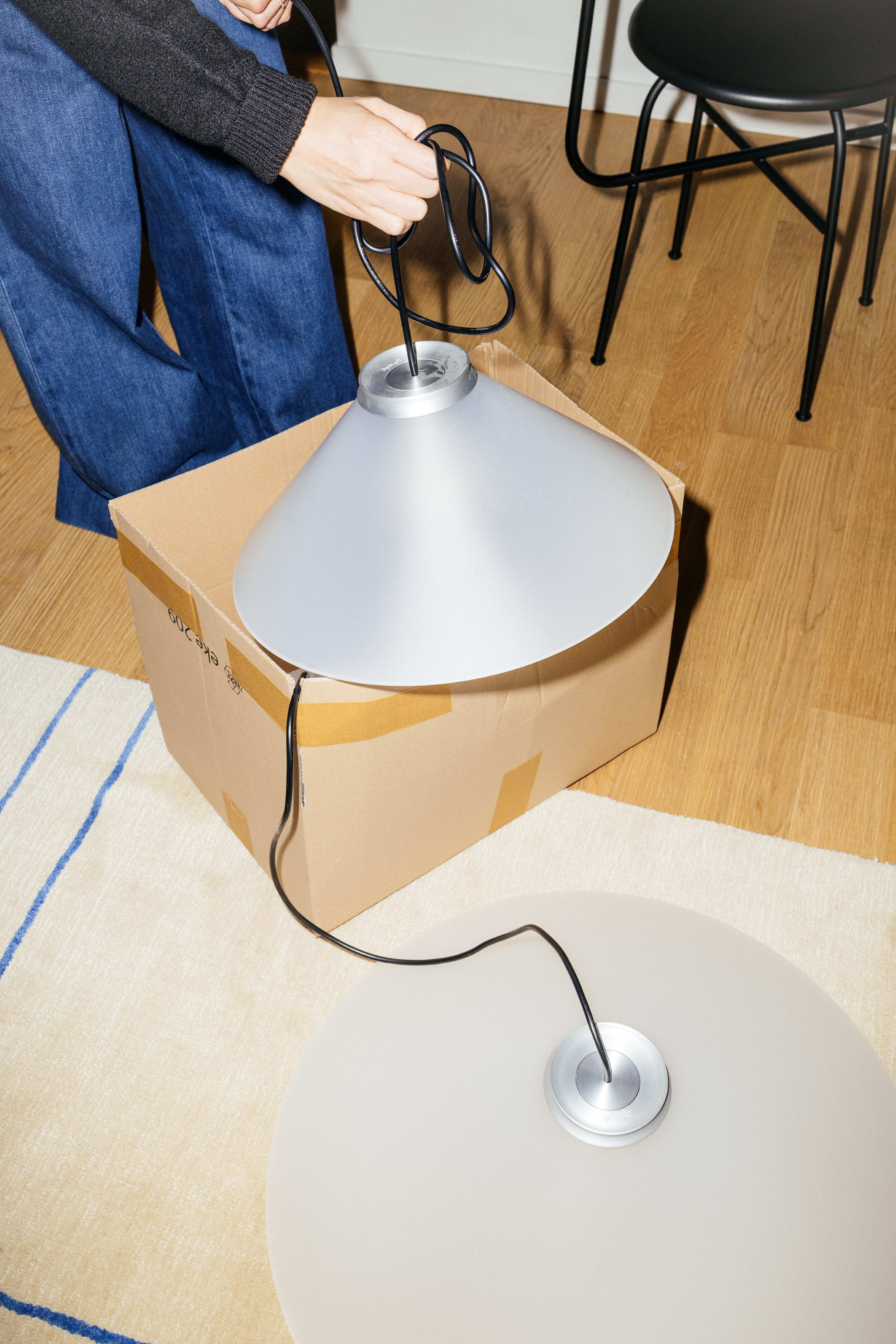 ALINE Silver Pendant Lamp with White Shade