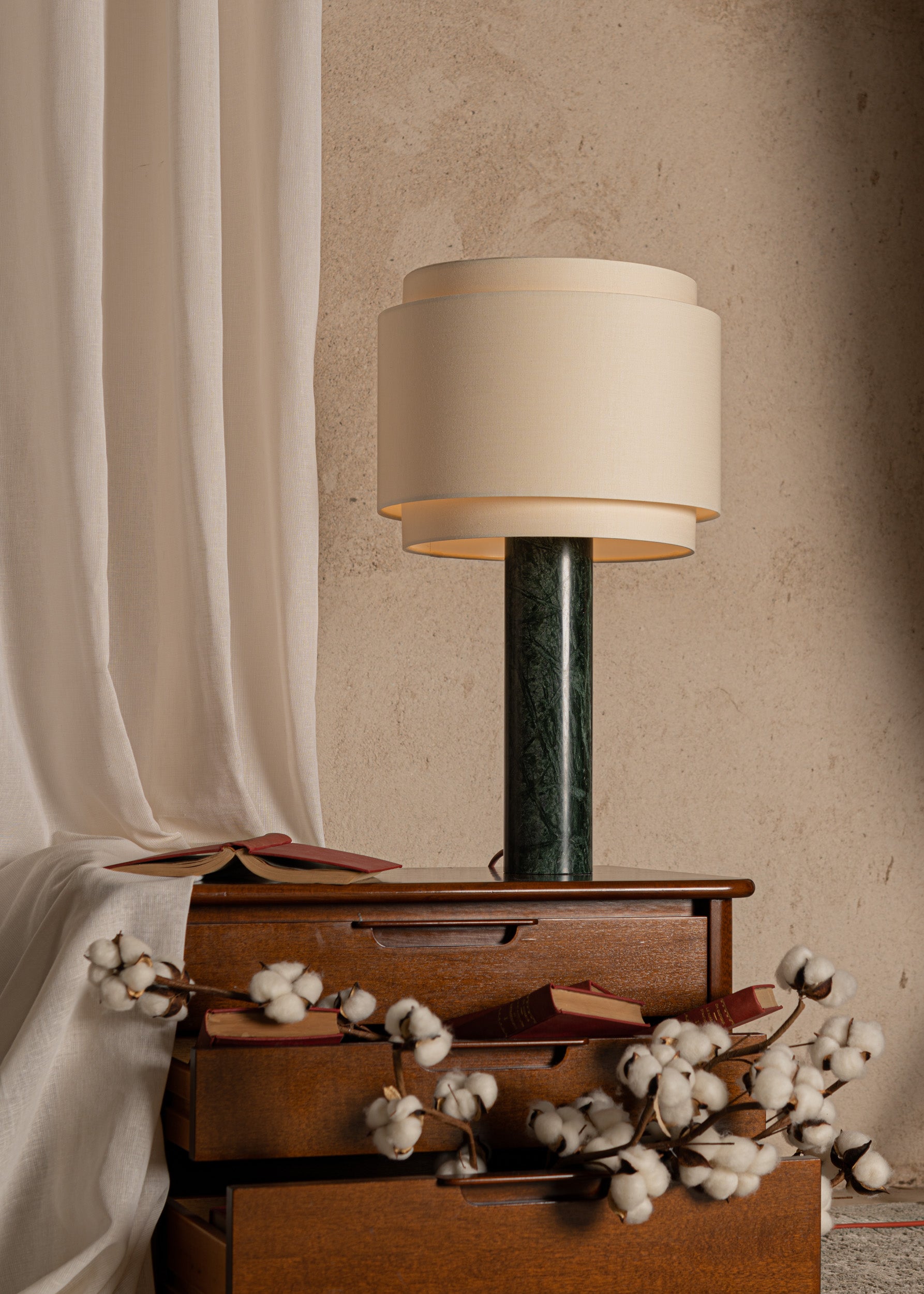 Tischlampe PIPO DUOBLE grüner Marmor