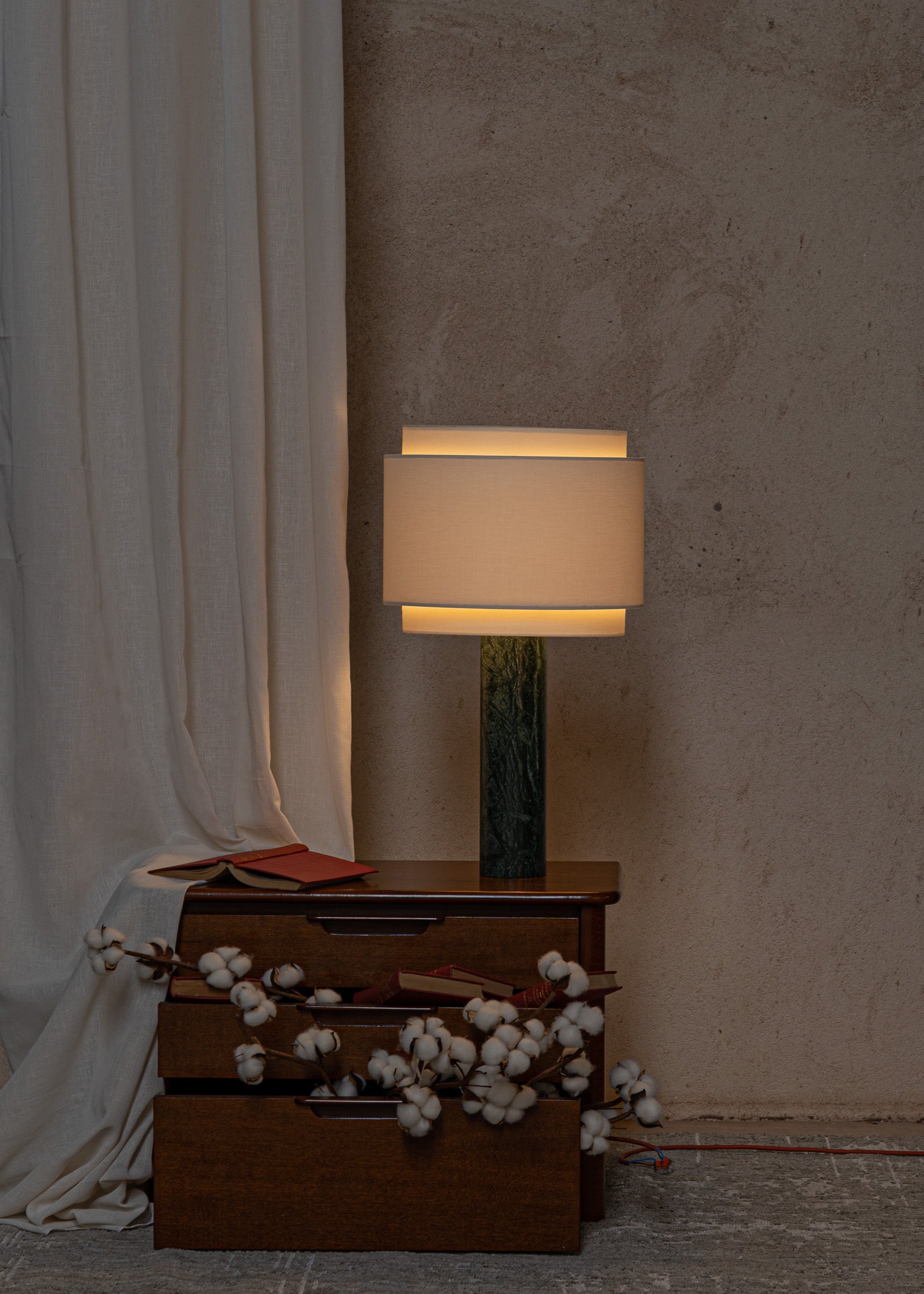 Tischlampe PIPO DUOBLE grüner Marmor