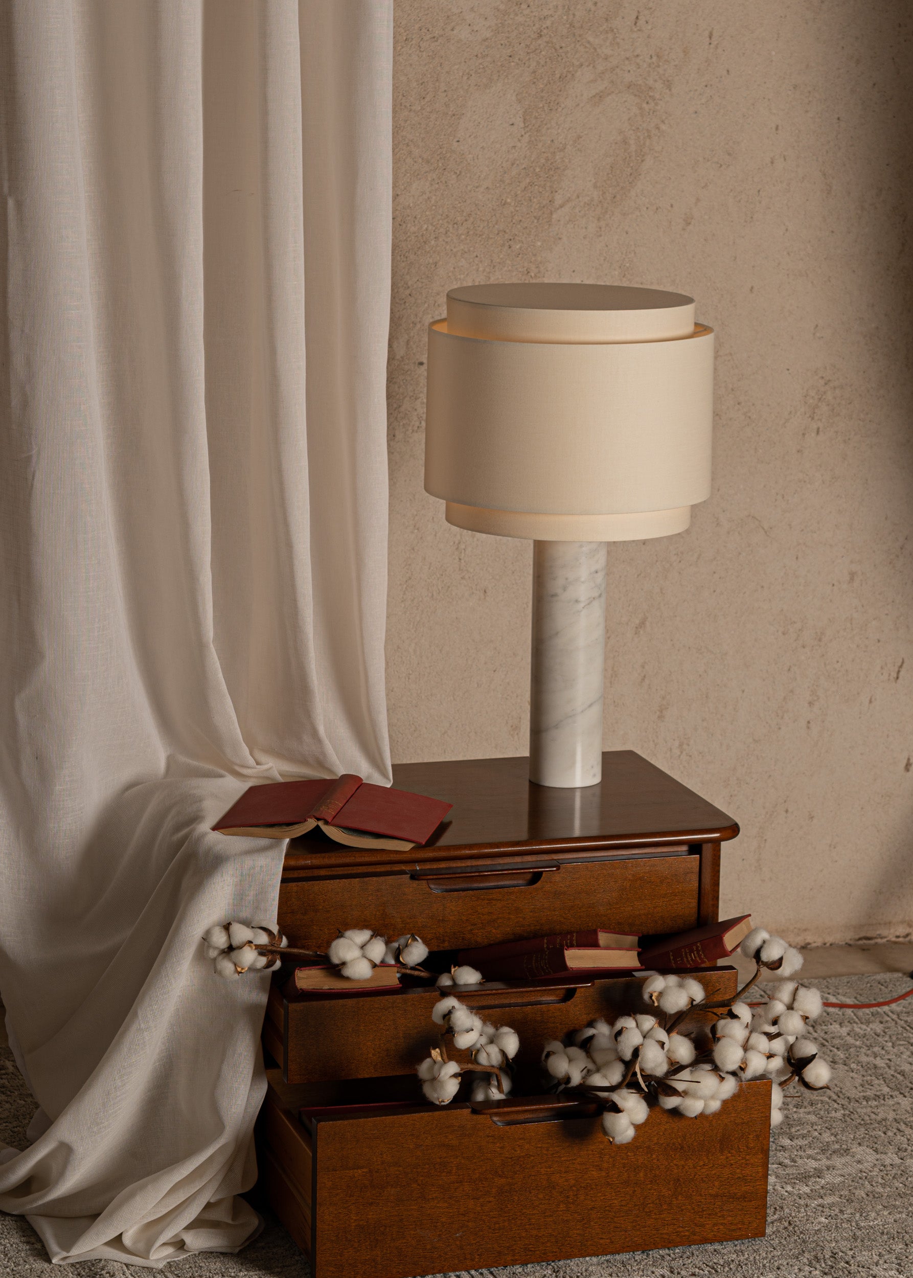 PIPO DUOBLE Table Lamp White Marble
