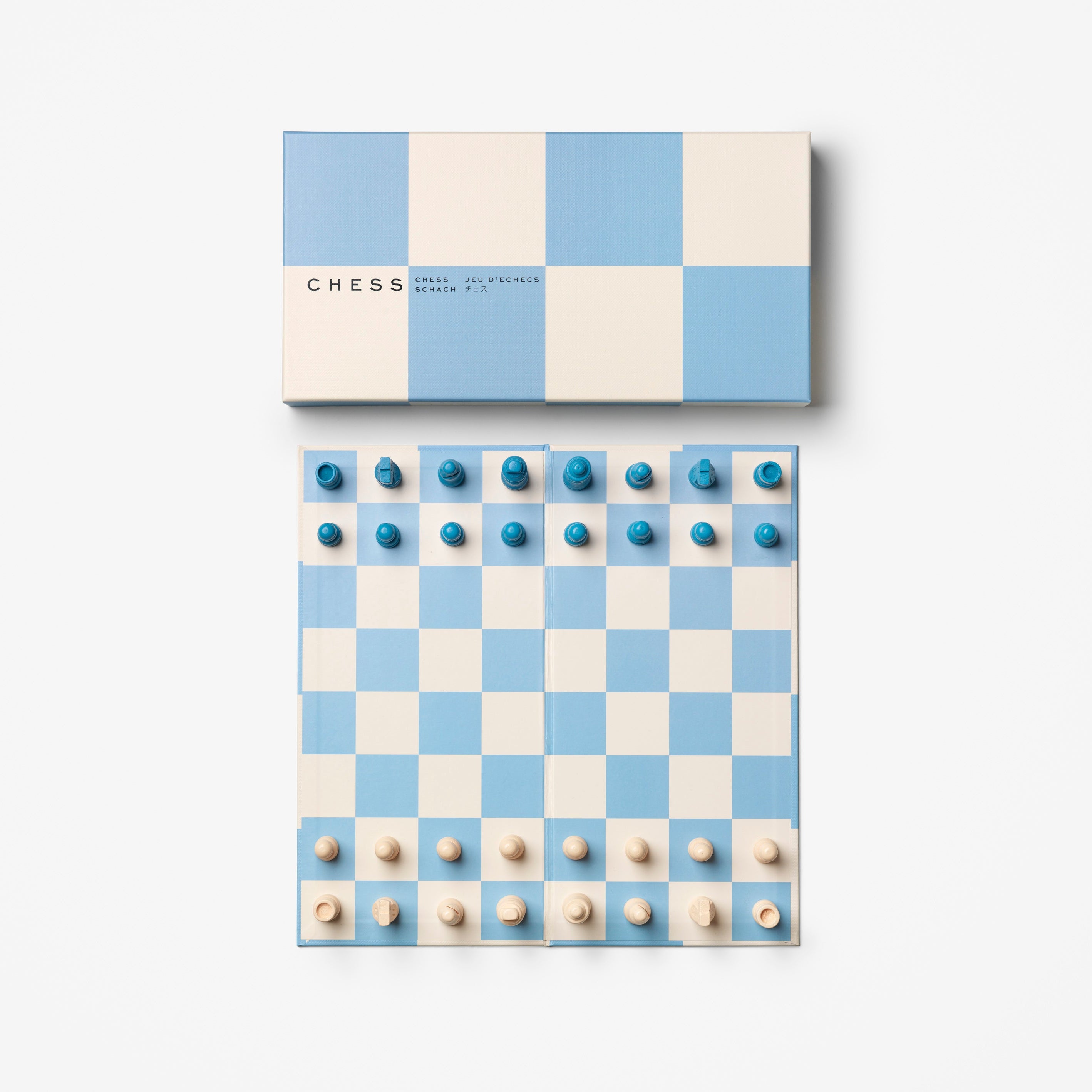 PLAY CHESS Blue and White Chess Set