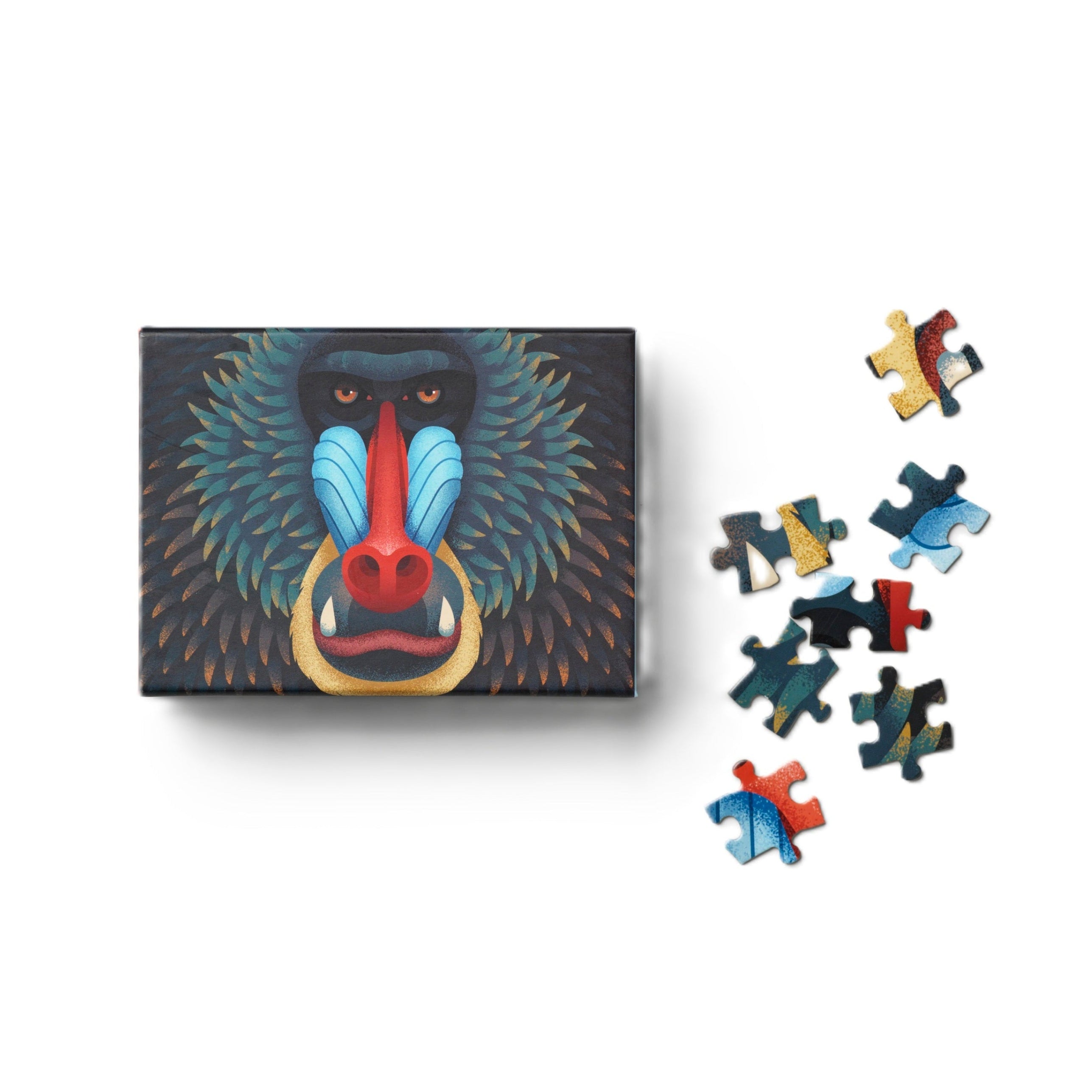 Puzzle MANDRILL schwarz mit Blau