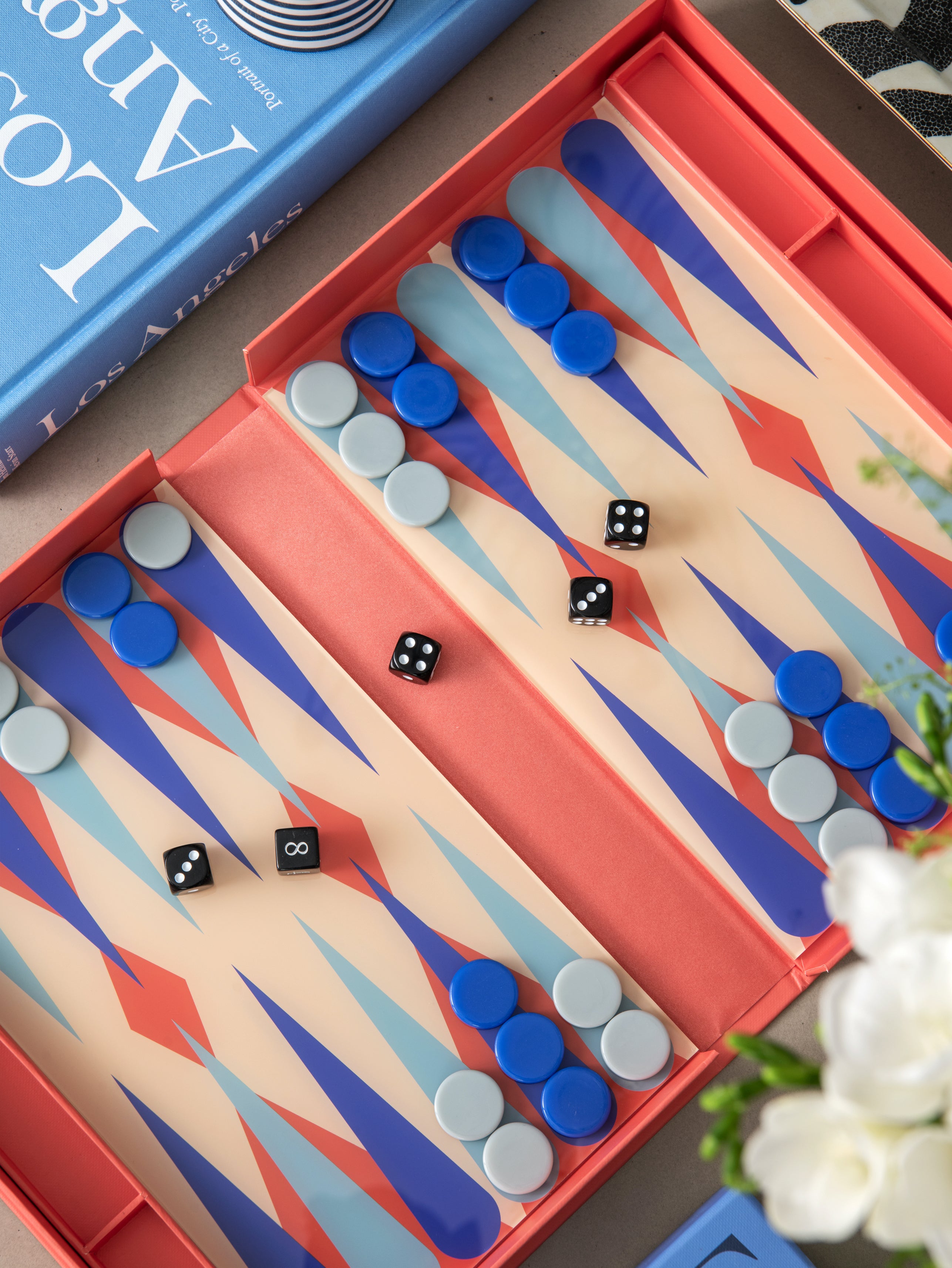 Backgammon-Spielset ART OF BACKGAMMON rot mit blau