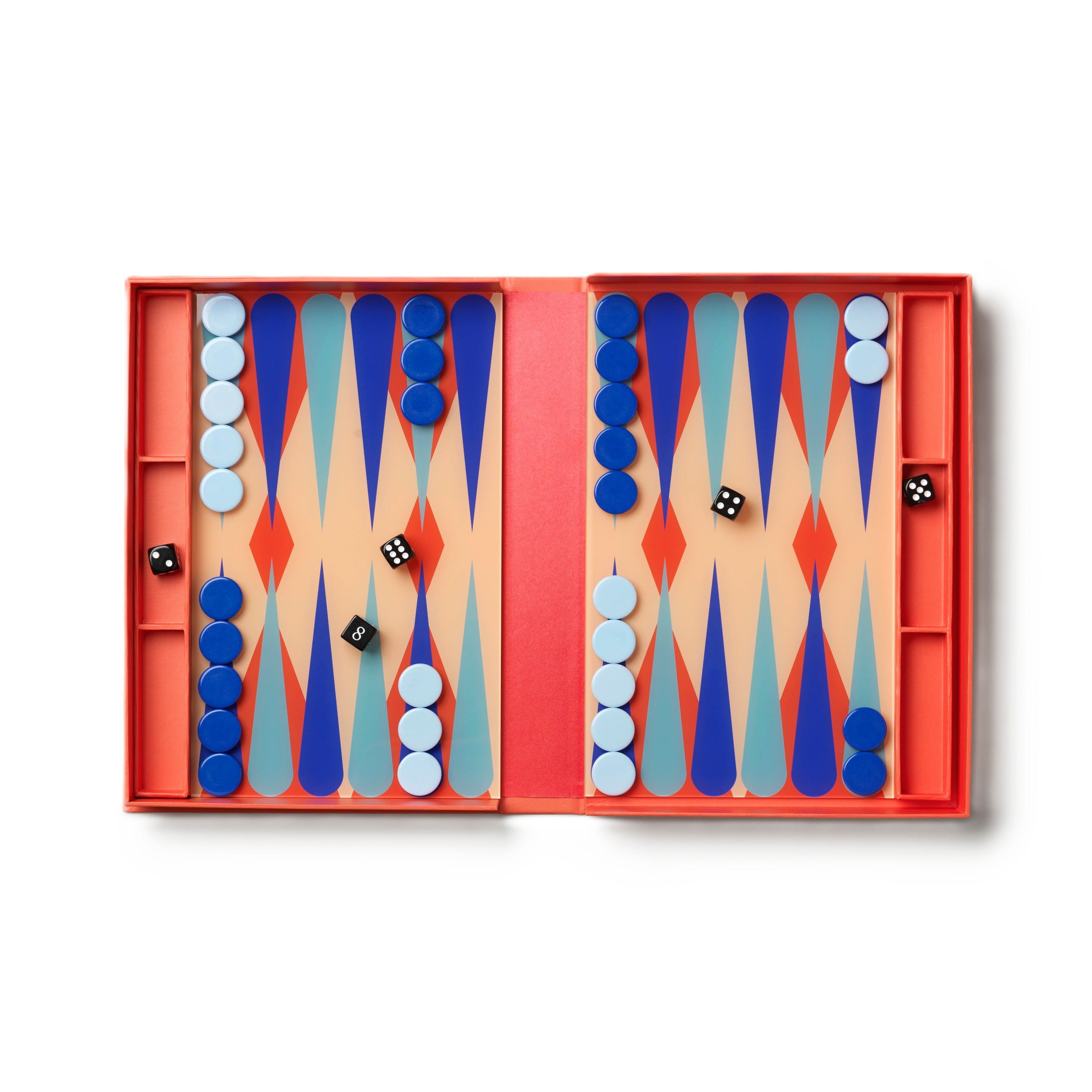 Backgammon-Spielset ART OF BACKGAMMON rot mit blau