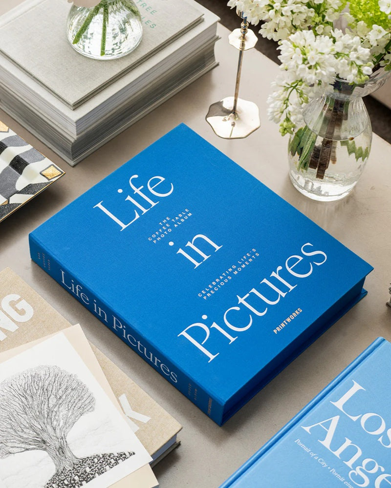 LIFE IN PICTURES Photo Album Blue with White