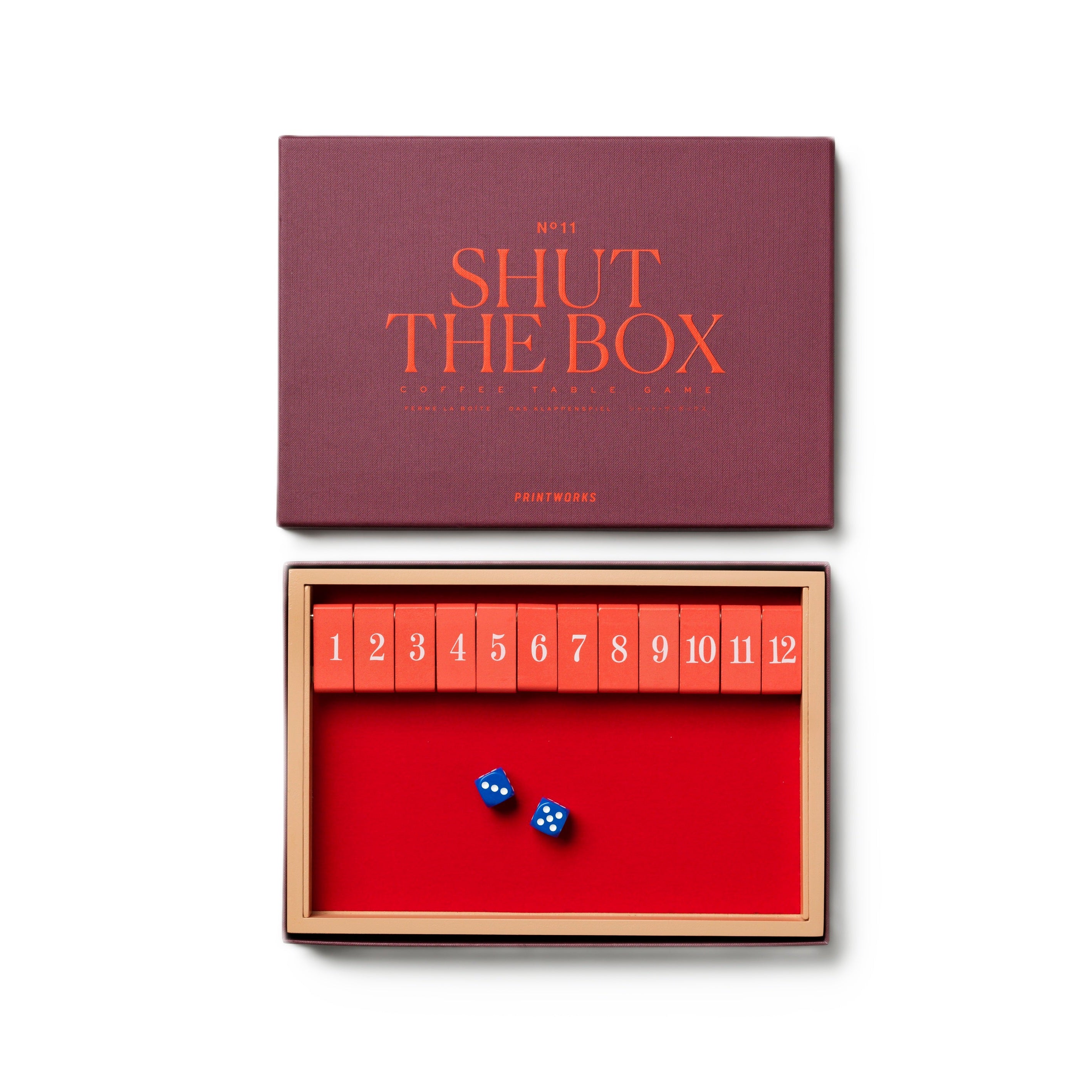 SHUT THE BOX Board Game in Burgundy