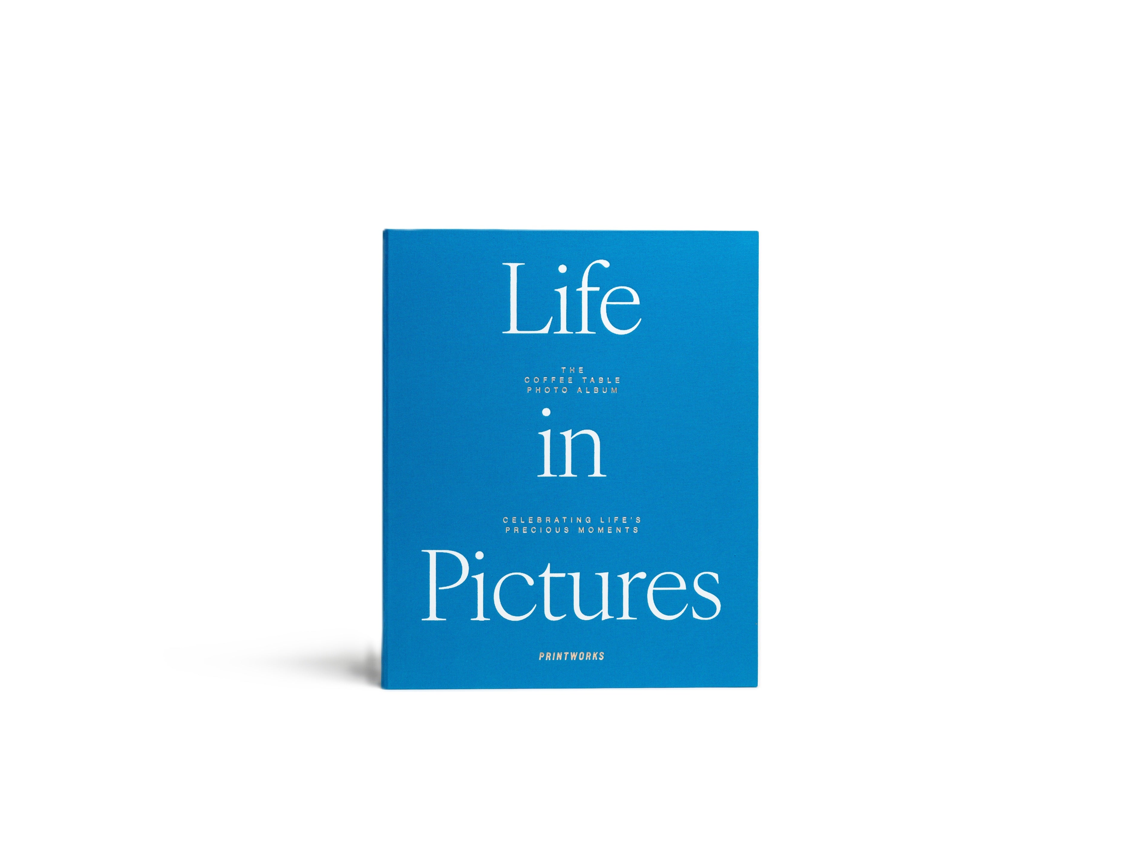 LIFE IN PICTURES Photo Album Blue with White