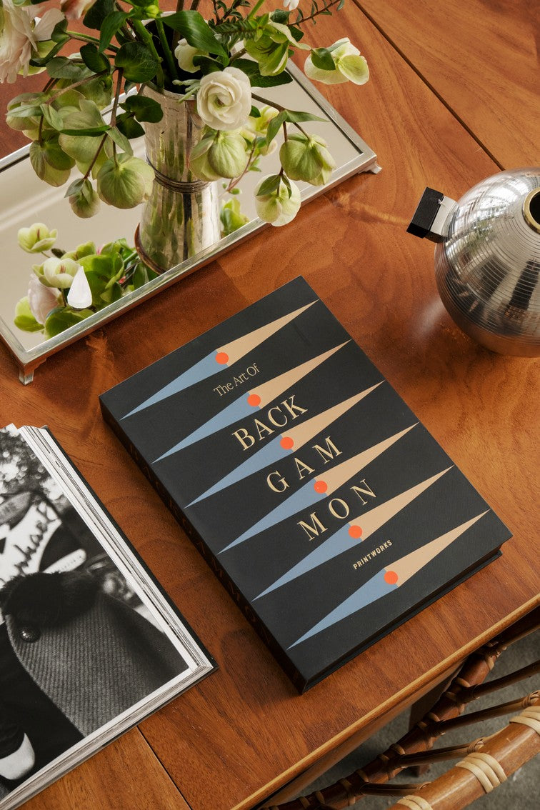 Backgammon-Spielset ART OF BACKGAMMON grau mit blau und orange