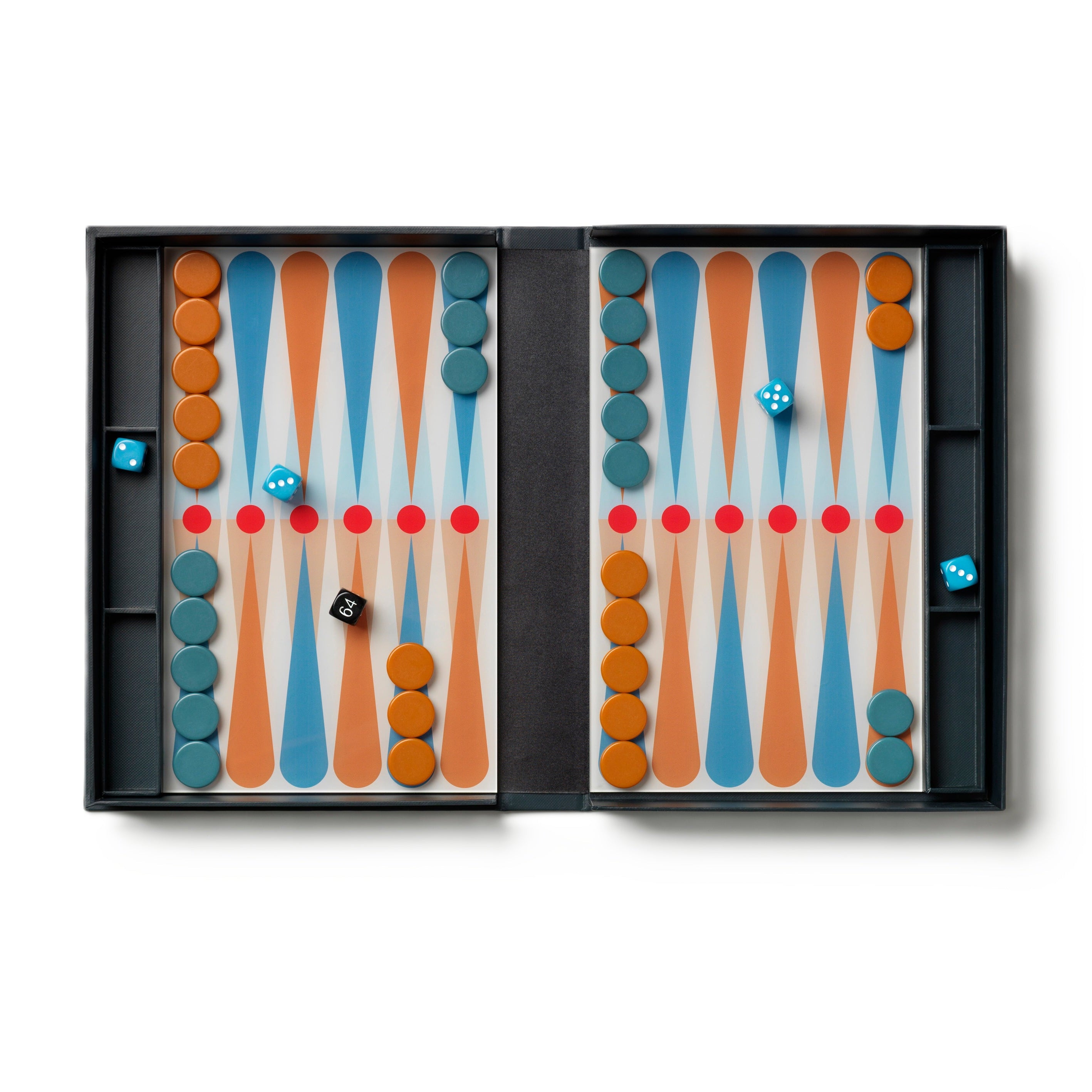 Backgammon-Spielset ART OF BACKGAMMON grau mit blau und orange