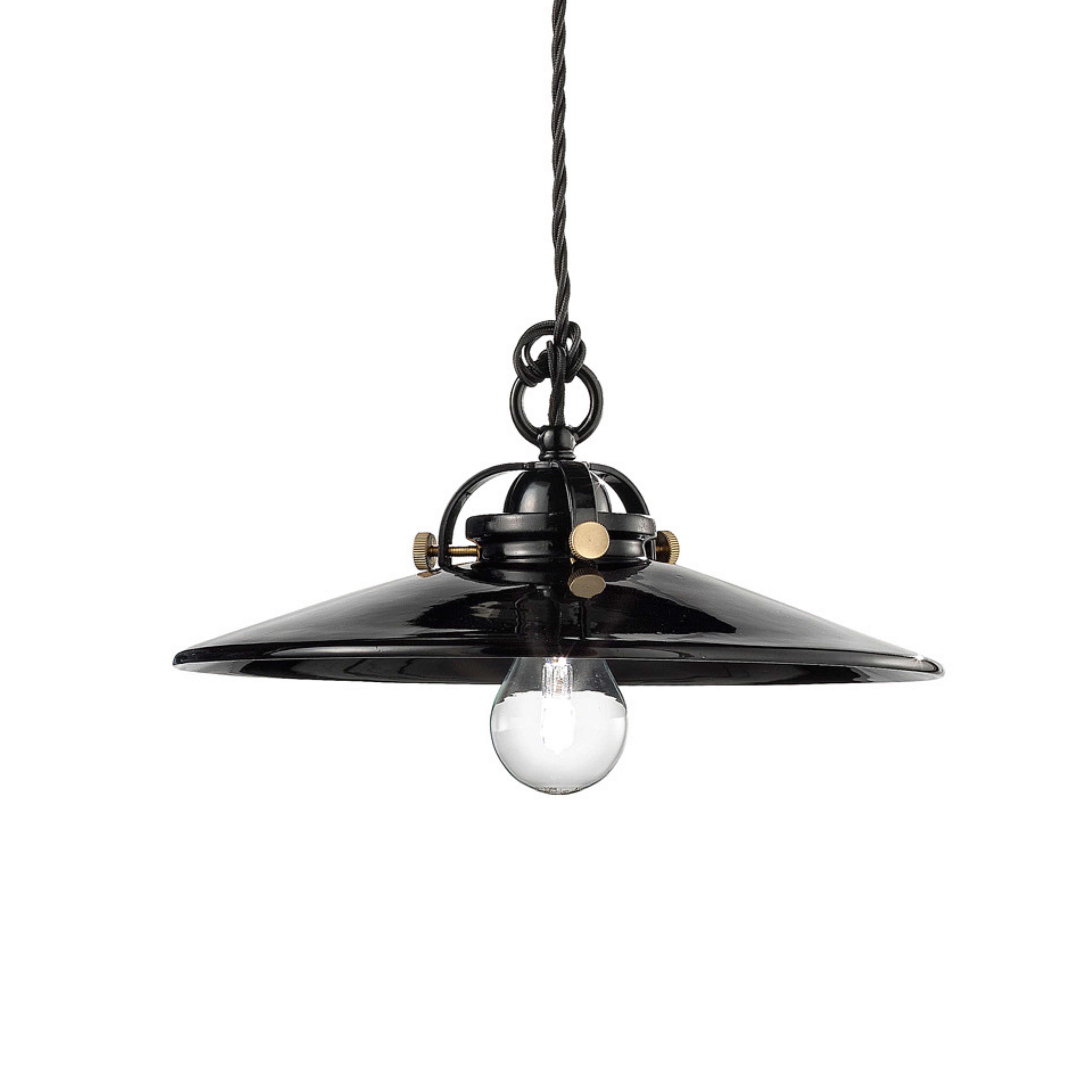 B&W black ceramic pendant lamp with brass finish