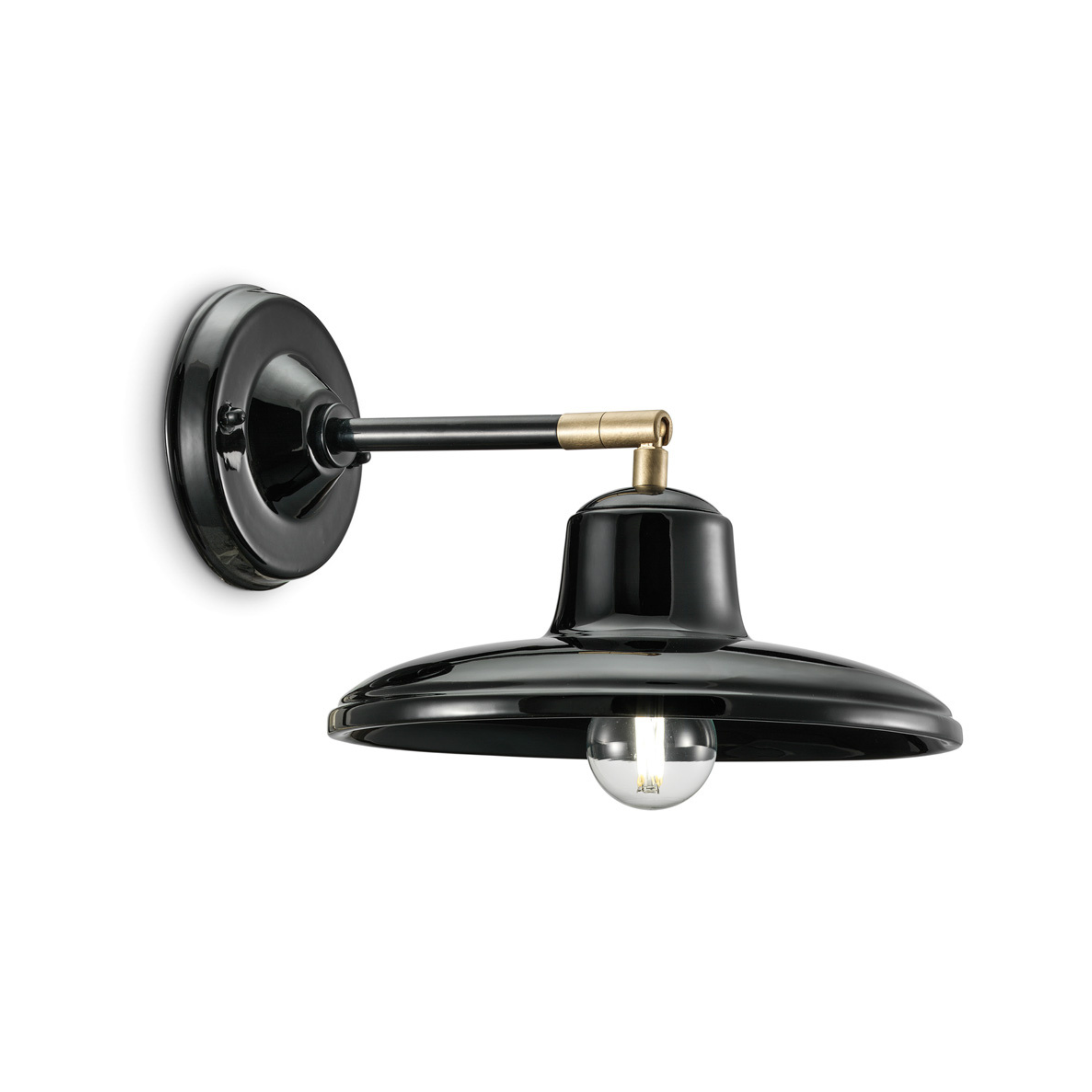 B&W black ceramic wall lamp with brass finish