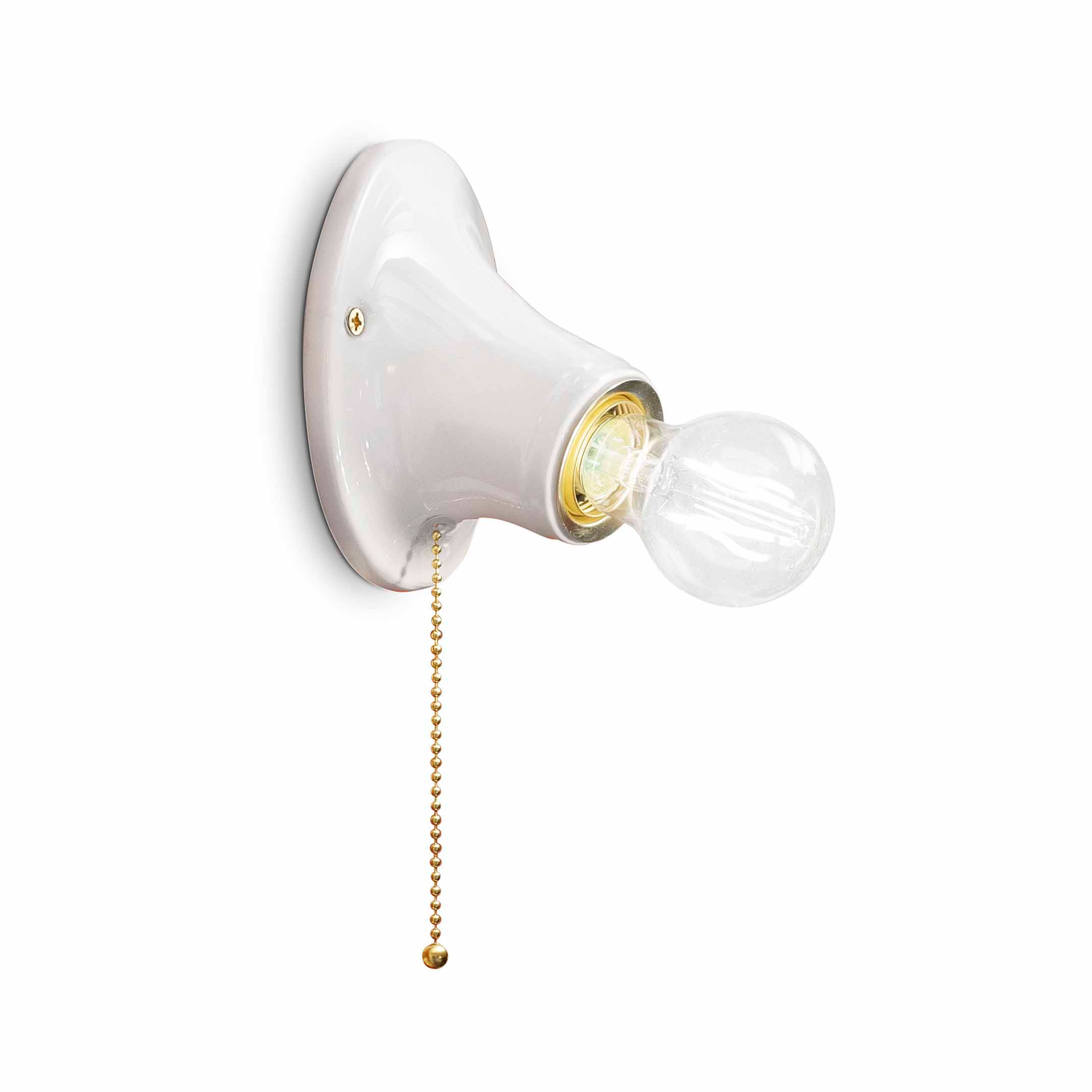 White ceramic wall lamp TRIESTE with a gold switch