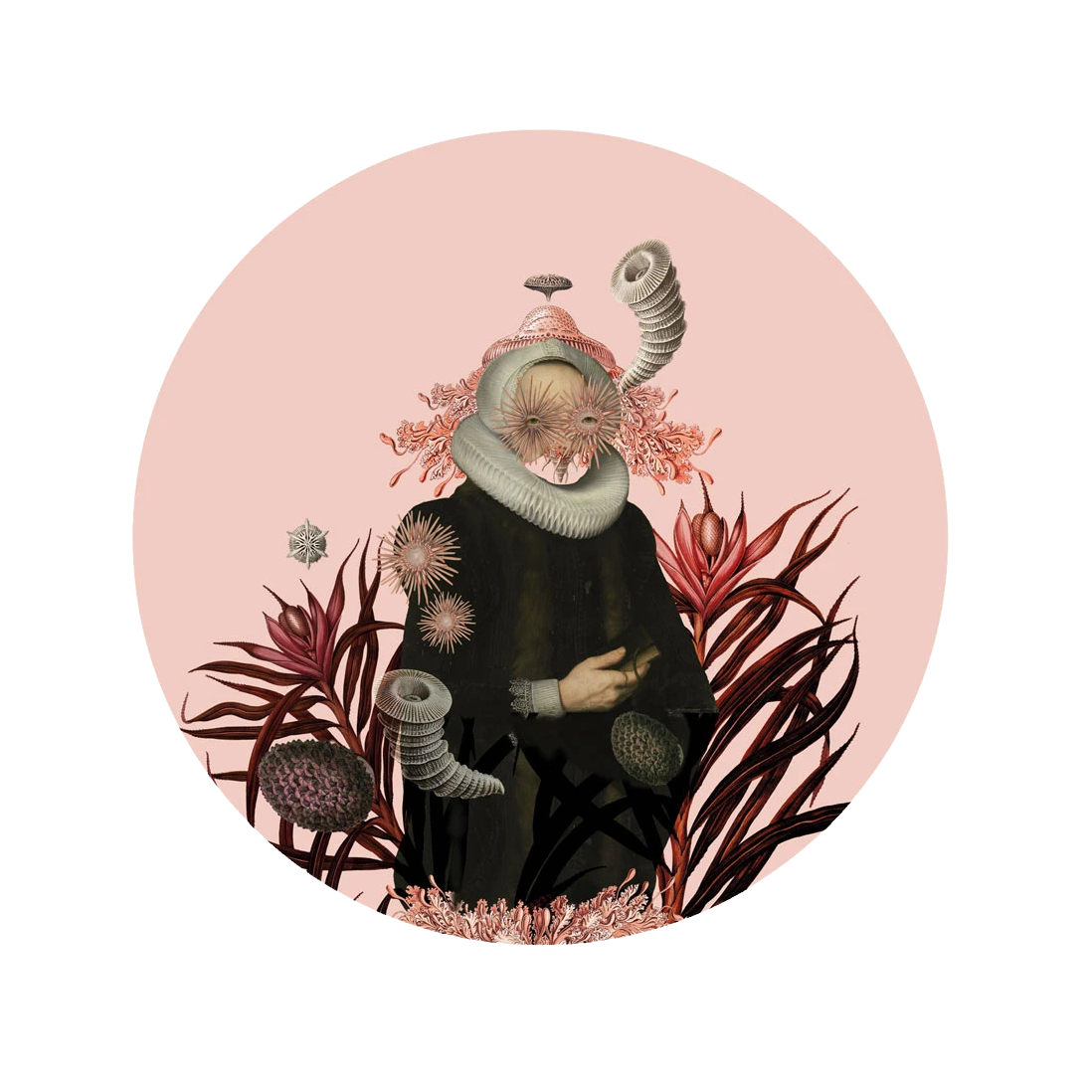 Circle-shaped Mural DOTS - LADY MEDUSA pink