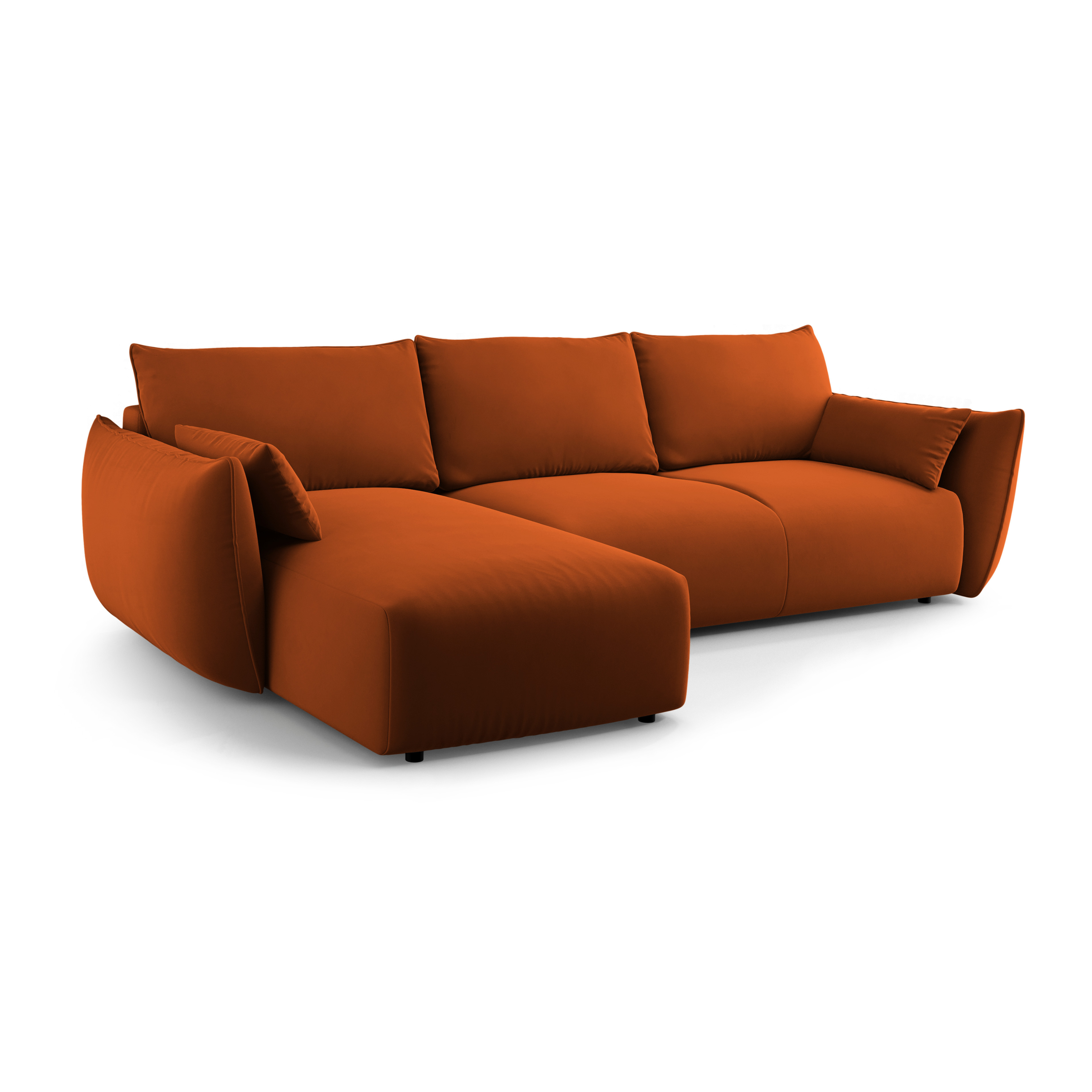 Linkes Samt-Ecksofa mit Schlaffunktion MATERA Ziegel