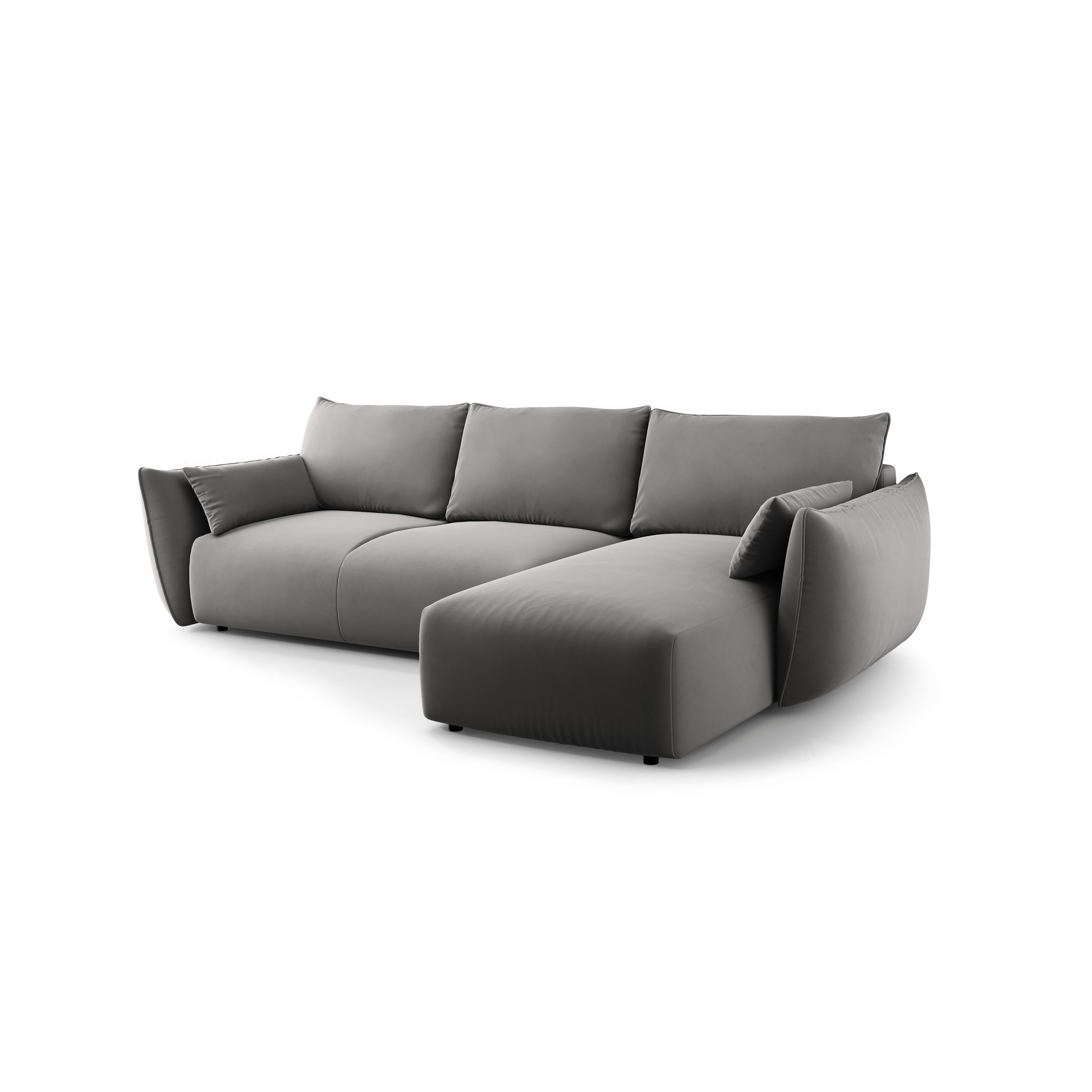 Rechtes Samt-Ecksofa mit Schlaffunktion MATERA grau
