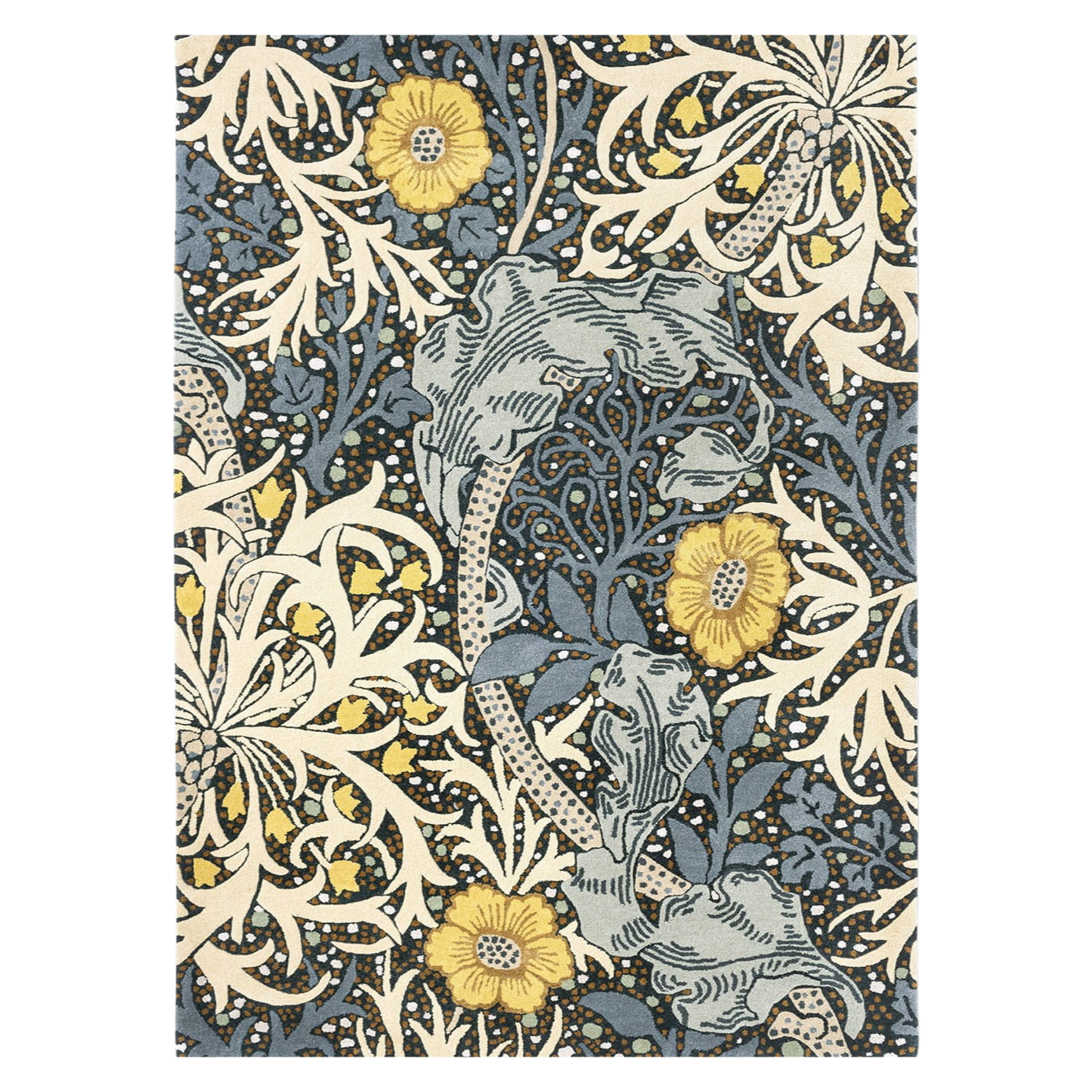 Blauer und gelber Teppich SEAWEED TEAL