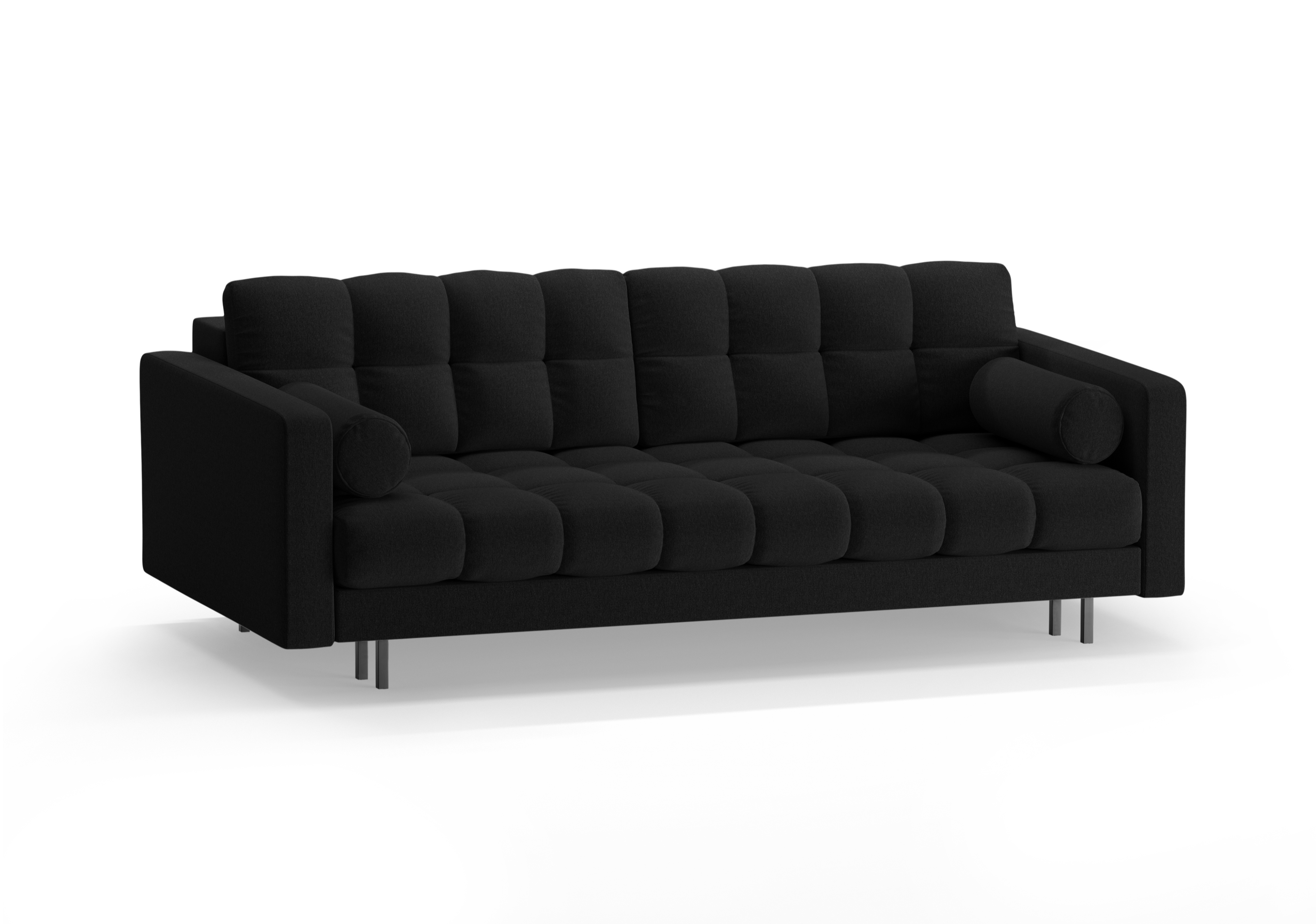 3-seater sofa with sleeping function BALI black bouclé with black base