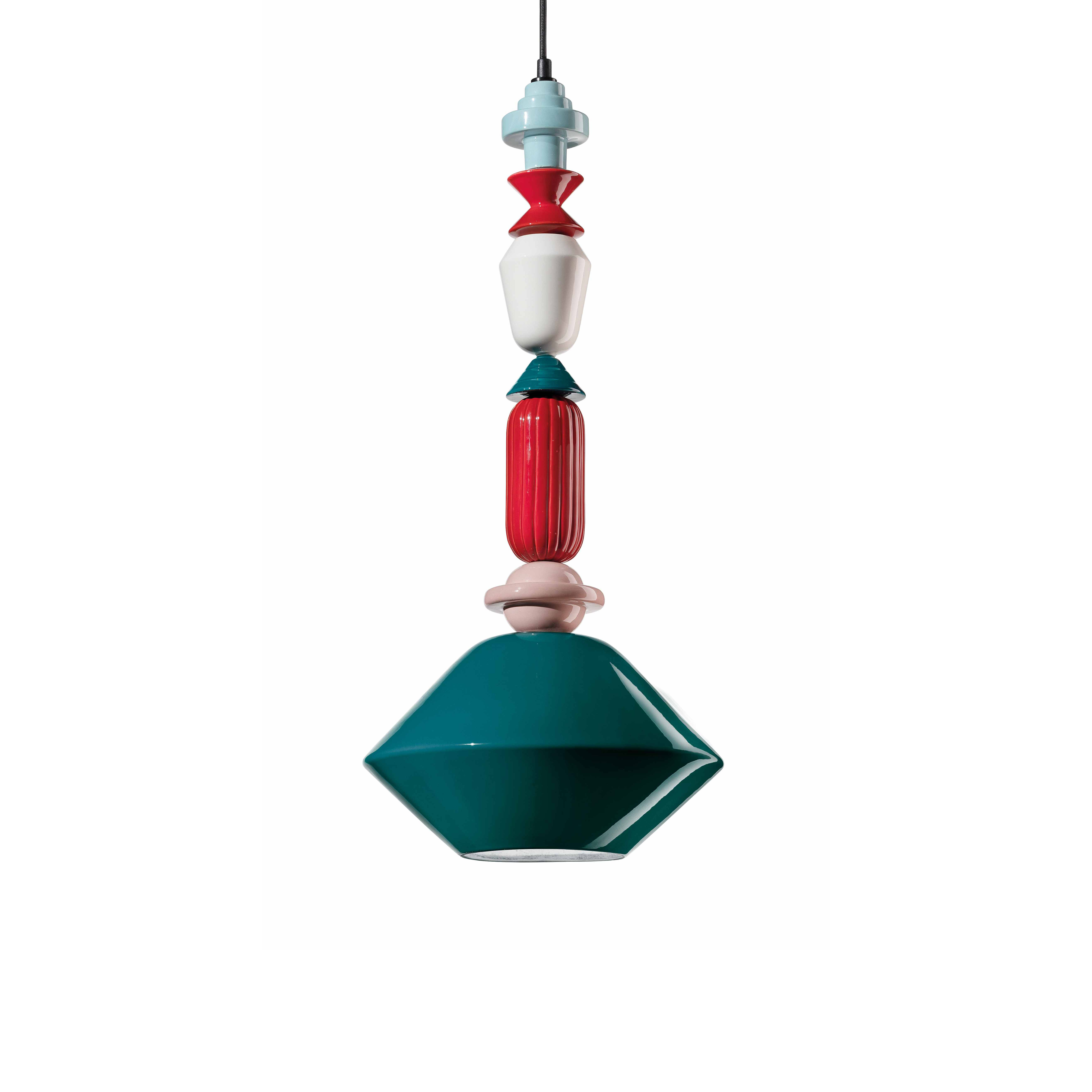 Keramik Hängelampe LARIAT blau petrol
