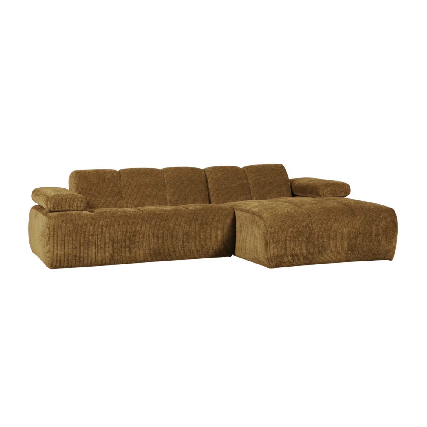 Right-facing modular corner sofa MOJO in dark honey corduroy