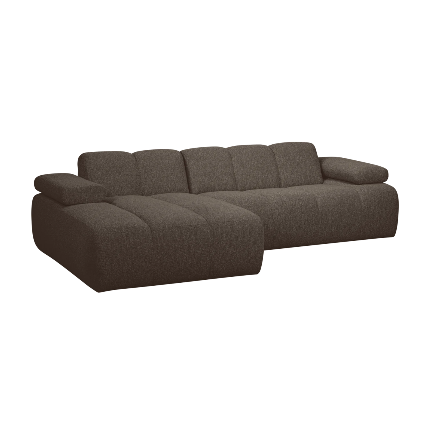 Modularer linker Ecksofa MOJO dunkelbraunes Bouclé