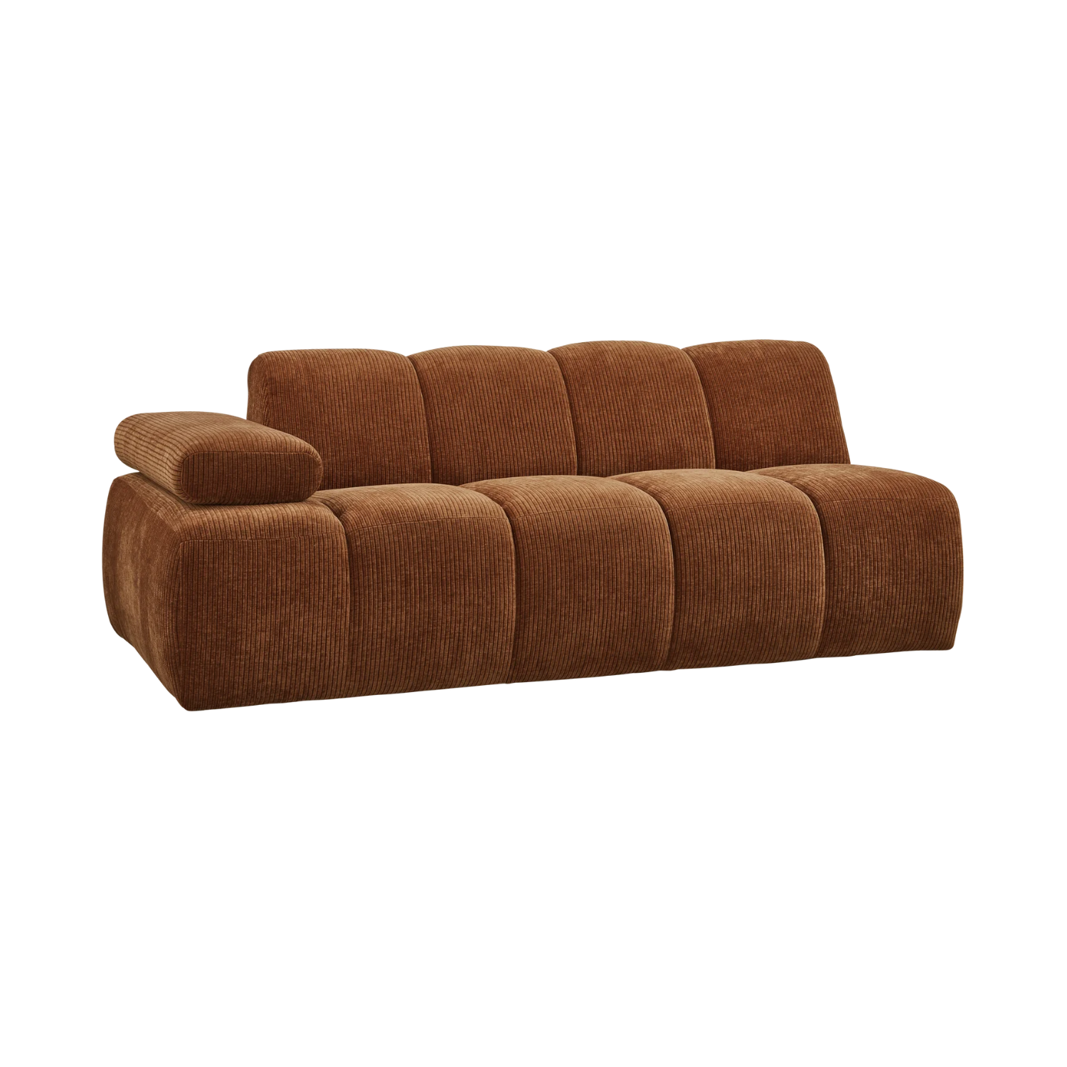 Modulares Sofa MOJO - 2-sitziges Element linksseitig braunes Cord
