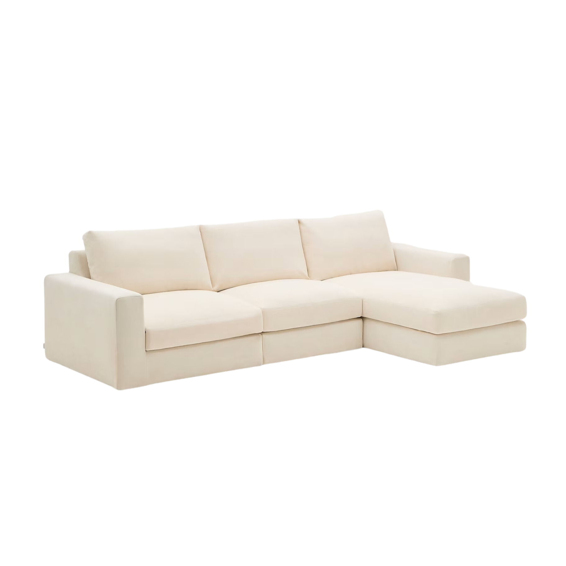 Rechtes 4-Sitzer-Ecksofa ALEA aus ecrufarbenem Chenille