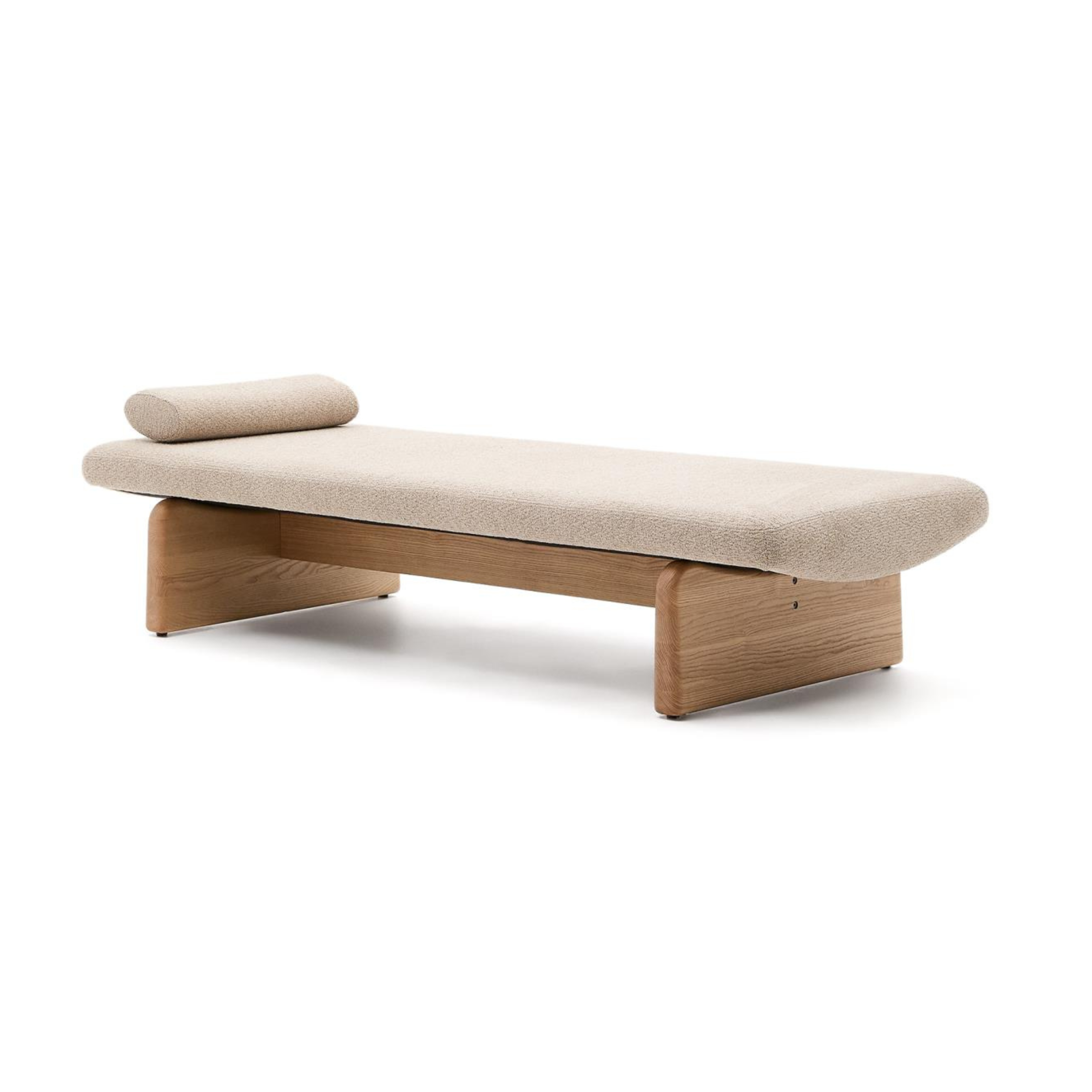 TOPAZ beige Chenille-Tagesbett mit Eschenholzgestell