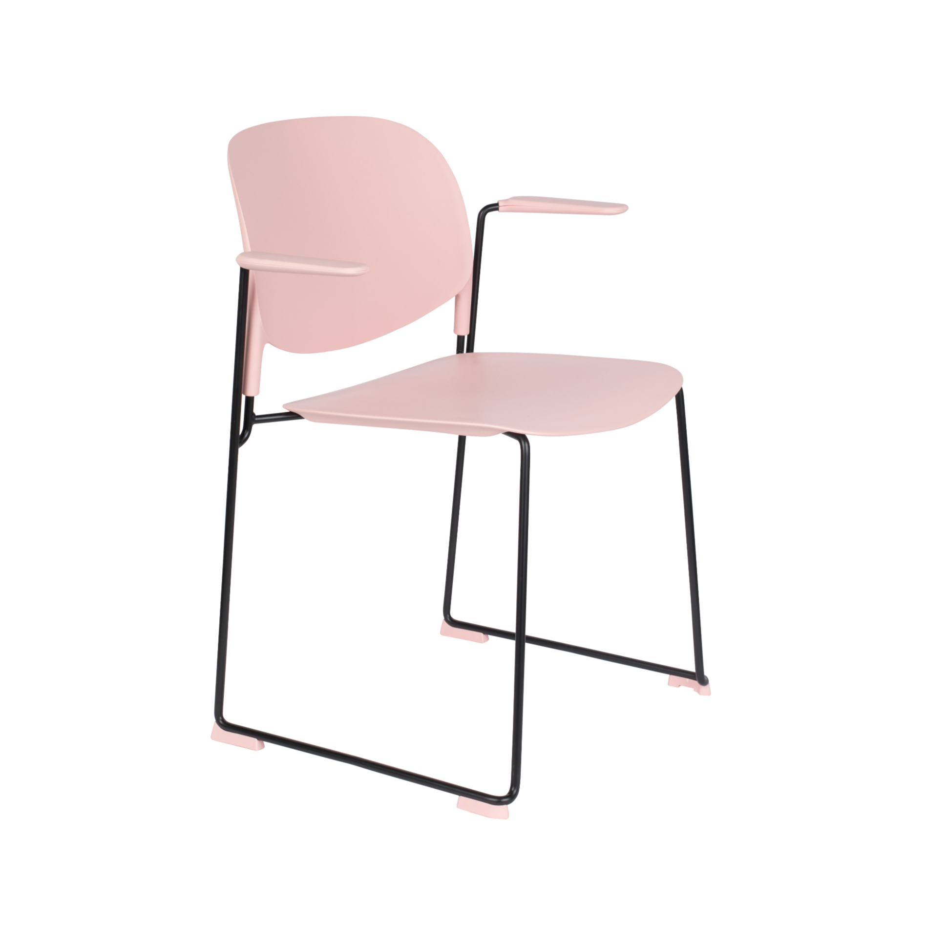 Stuhl STACKS rosa mit schwarzem Gestell